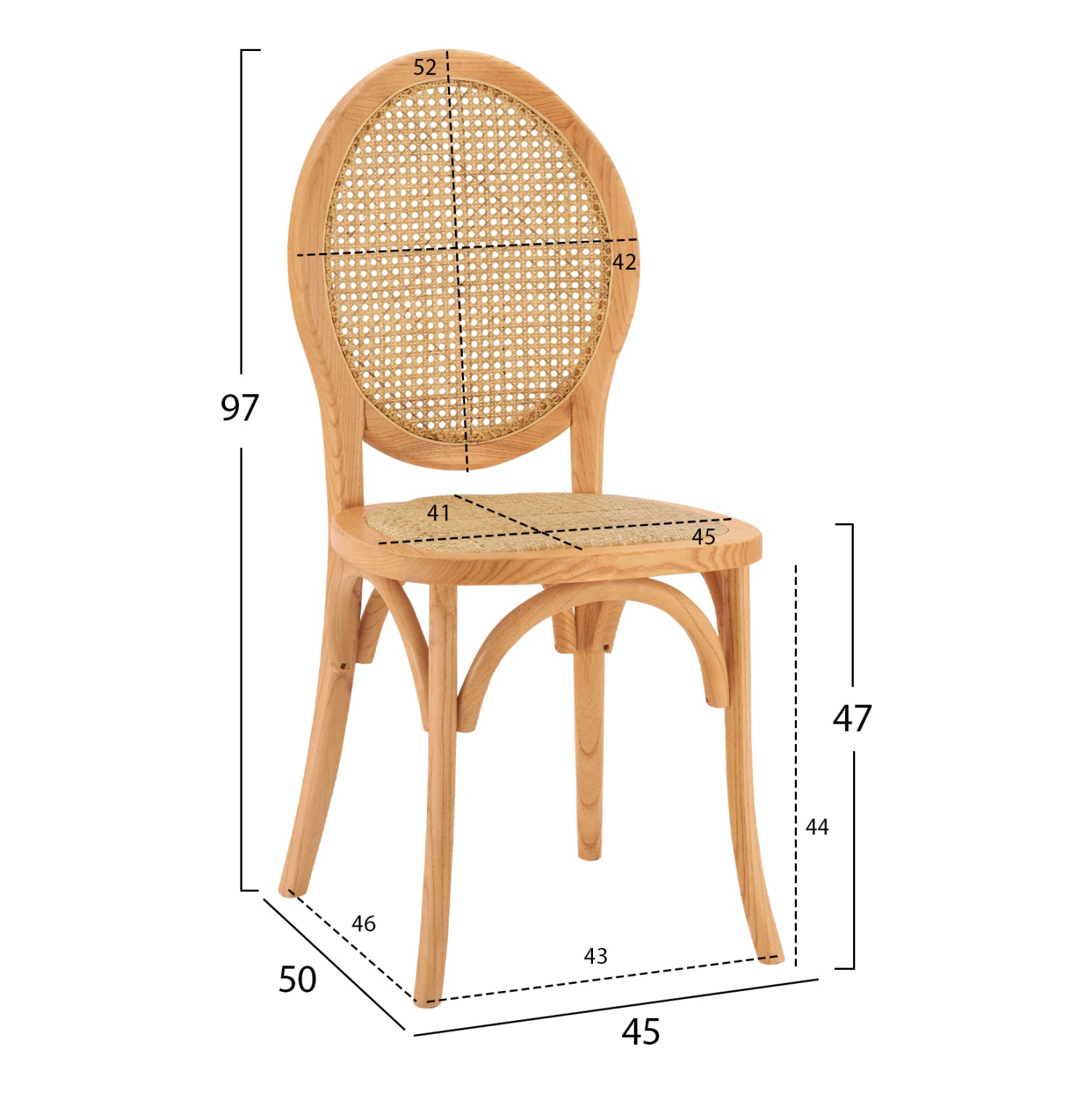 ΚΑΡΕΚΛΑ ΞΥΛΙΝΗ TINSLEY ΜΕ ΟΒΑΛ ΠΛΑΤΗ ΚΑΙ ΠΛΕΞΗ RATTAN ΣΕ ΦΥΣΙΚΗ ΑΠΟΧΡΩΣΗ HM8745.01 45x50x97 εκ. - Pakobazaar