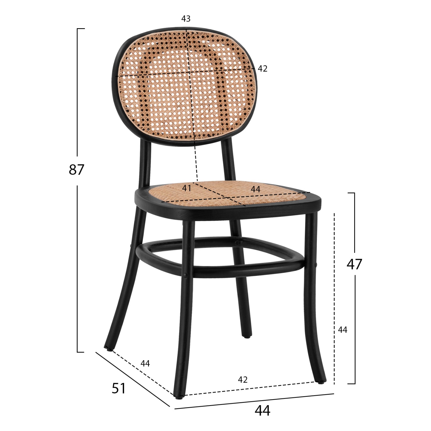 ΚΑΡΕΚΛΑ ΞΥΛΙΝΗ PENNY ΜΕ ΠΛΕΞΗ RATTAN ΣΕ ΜΑΥΡΗ ΑΠΟΧΡΩΣΗ HM8747 44x51x87 εκ. - Pakobazaar