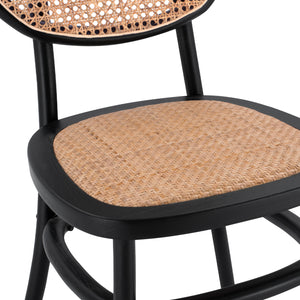 ΚΑΡΕΚΛΑ ΞΥΛΙΝΗ PENNY ΜΕ ΠΛΕΞΗ RATTAN ΣΕ ΜΑΥΡΗ ΑΠΟΧΡΩΣΗ HM8747 44x51x87 εκ. - Pakobazaar