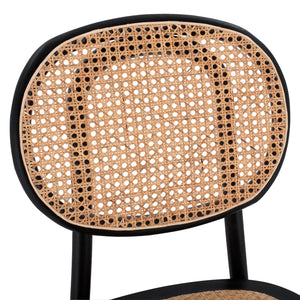 ΚΑΡΕΚΛΑ ΞΥΛΙΝΗ PENNY ΜΕ ΠΛΕΞΗ RATTAN ΣΕ ΜΑΥΡΗ ΑΠΟΧΡΩΣΗ HM8747 44x51x87 εκ. - Pakobazaar