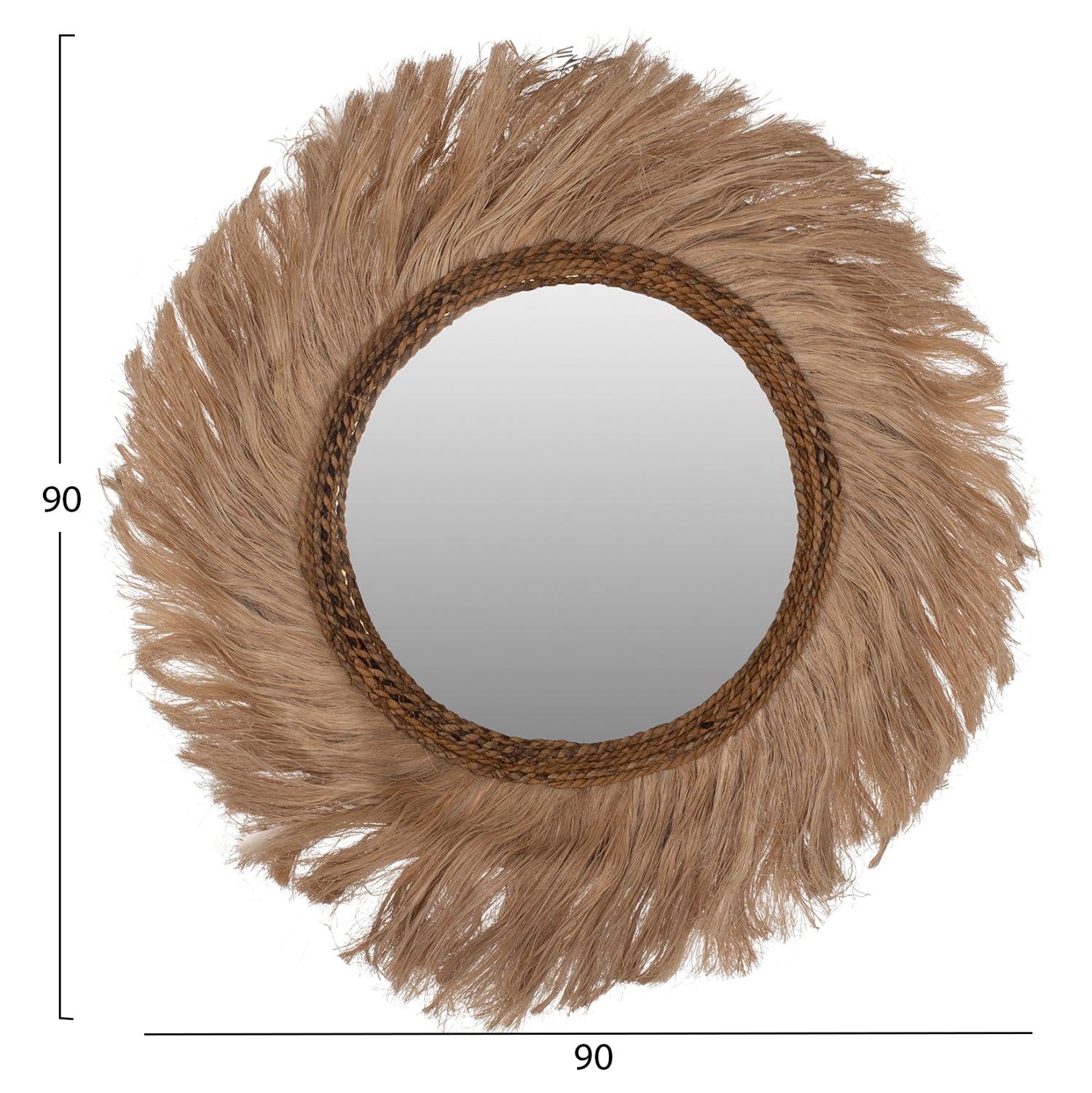 ΚΑΘΡΕΠΤΗΣ ΣΤΡΟΓΓΥΛΟΣ ΜΕ ΠΛΑΙΣΙΟ ΙΝΕΣ ΑΜΠΑΚΑ ΣΕ ΧΡΩΜΑ ΦΥΣΙΚΟ 90x4x90Υεκ.HM7729 - Pakobazaar