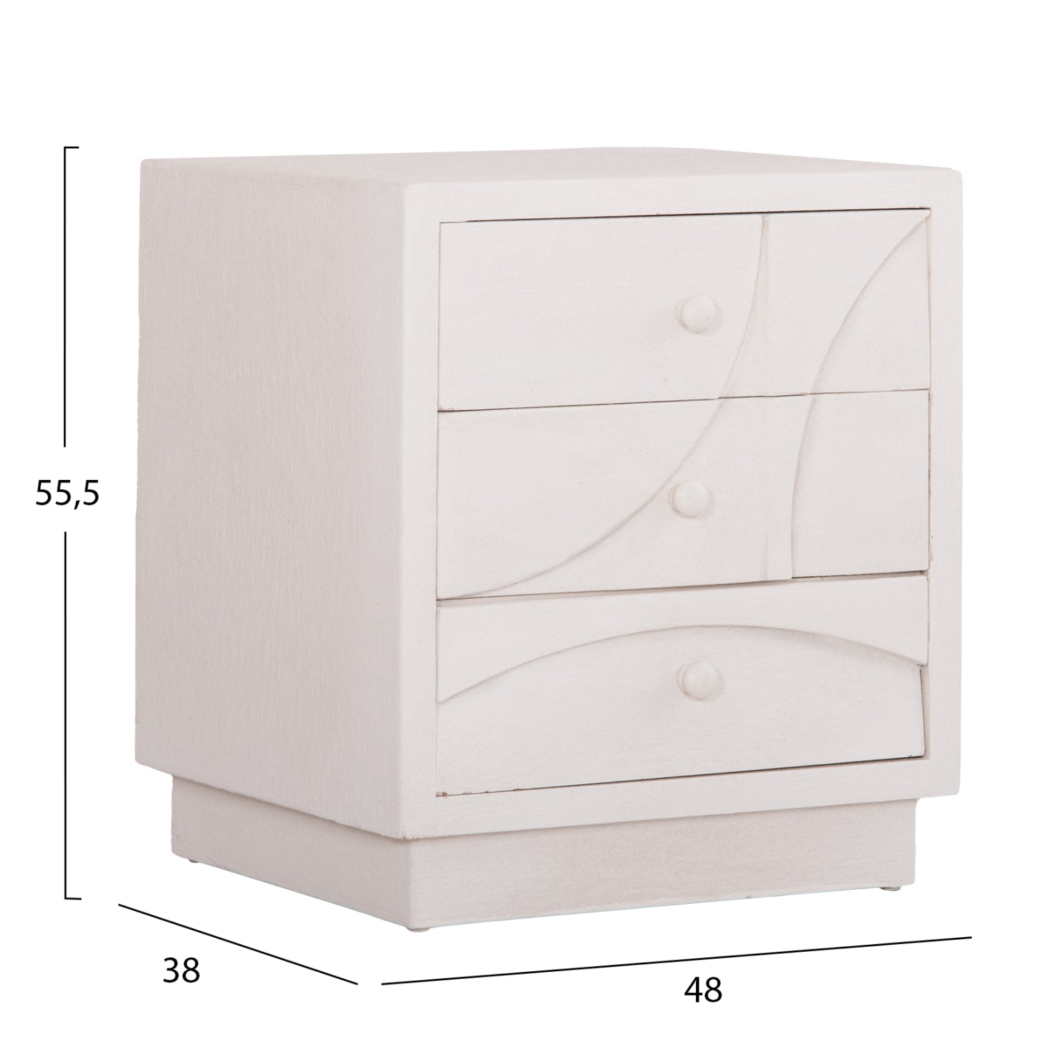 ΚΟΜΟΔΙΝΟ ΣΕΙΡΑ SANTORINI HM18047 MDF ΣΕ ΥΠΟΛΕΥΚΟ ΧΡΩΜΑ-3 ΣΥΡΤΑΡIA 48x38x55,5Υεκ. - Pakobazaar