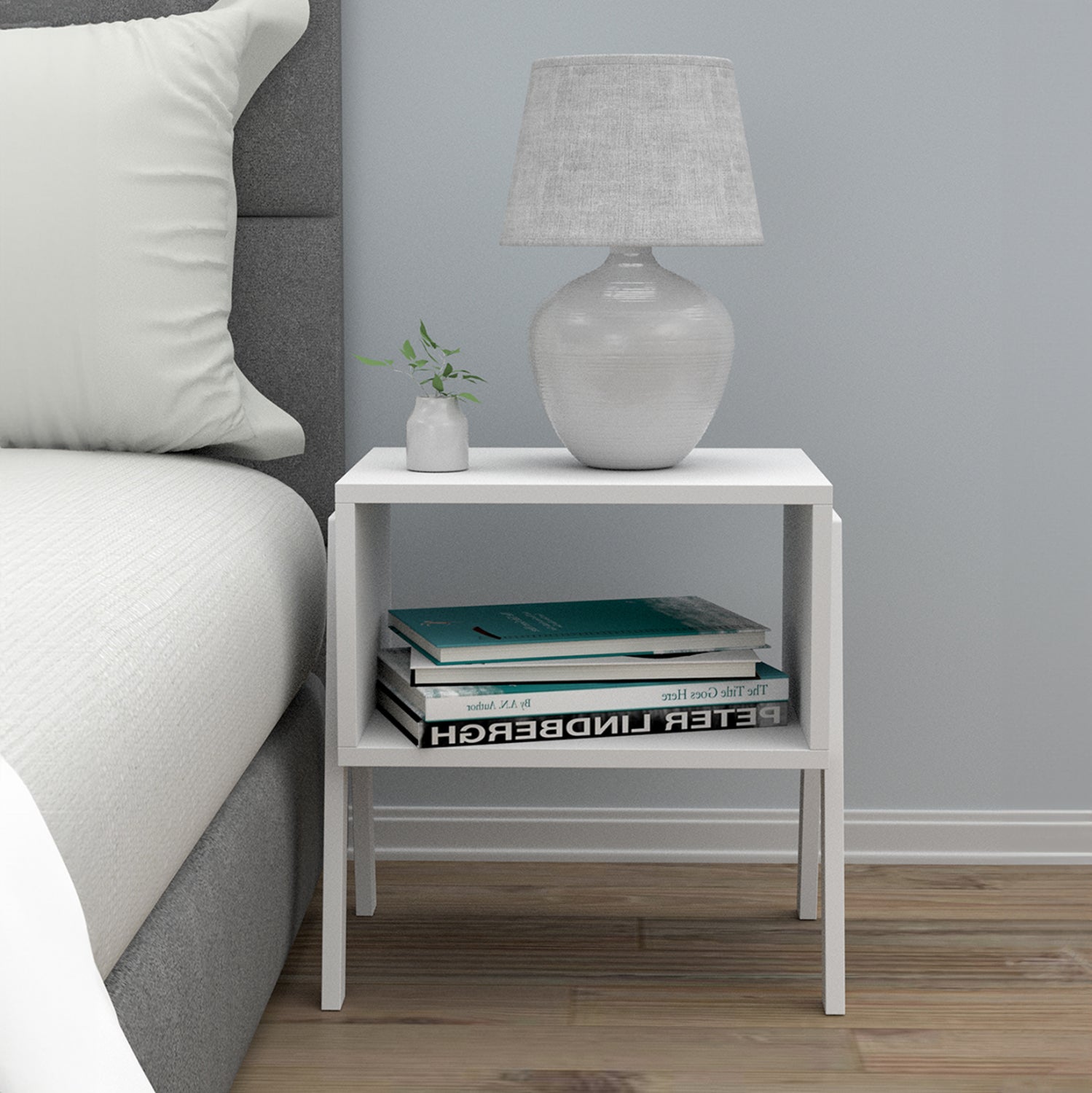 ΚΟΜΟΔΙΝΟ JAKE HM18182.01 ΜΕΛΑΜΙΝΗ ΣΕ ΛΕΥΚΟ 48x35x49Υεκ. - Pakobazaar