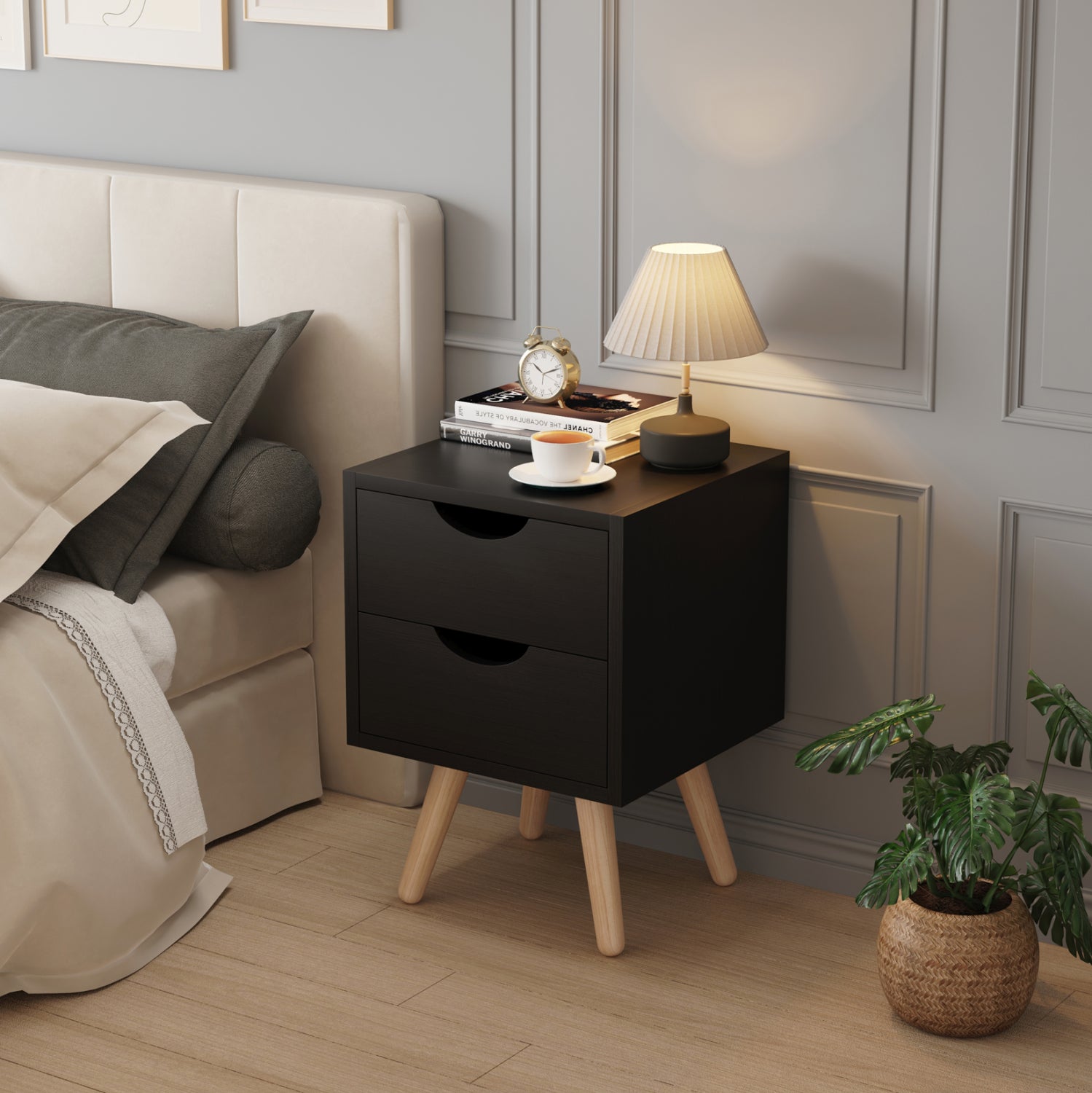 ΚΟΜΟΔΙΝΟ DINKL HM2472.02 ΜΕΛΑΜΙΝΗ-2 ΣΥΡΤΑΡΙΑ-WENGE 29,5x29,5x45Υεκ - Pakobazaar