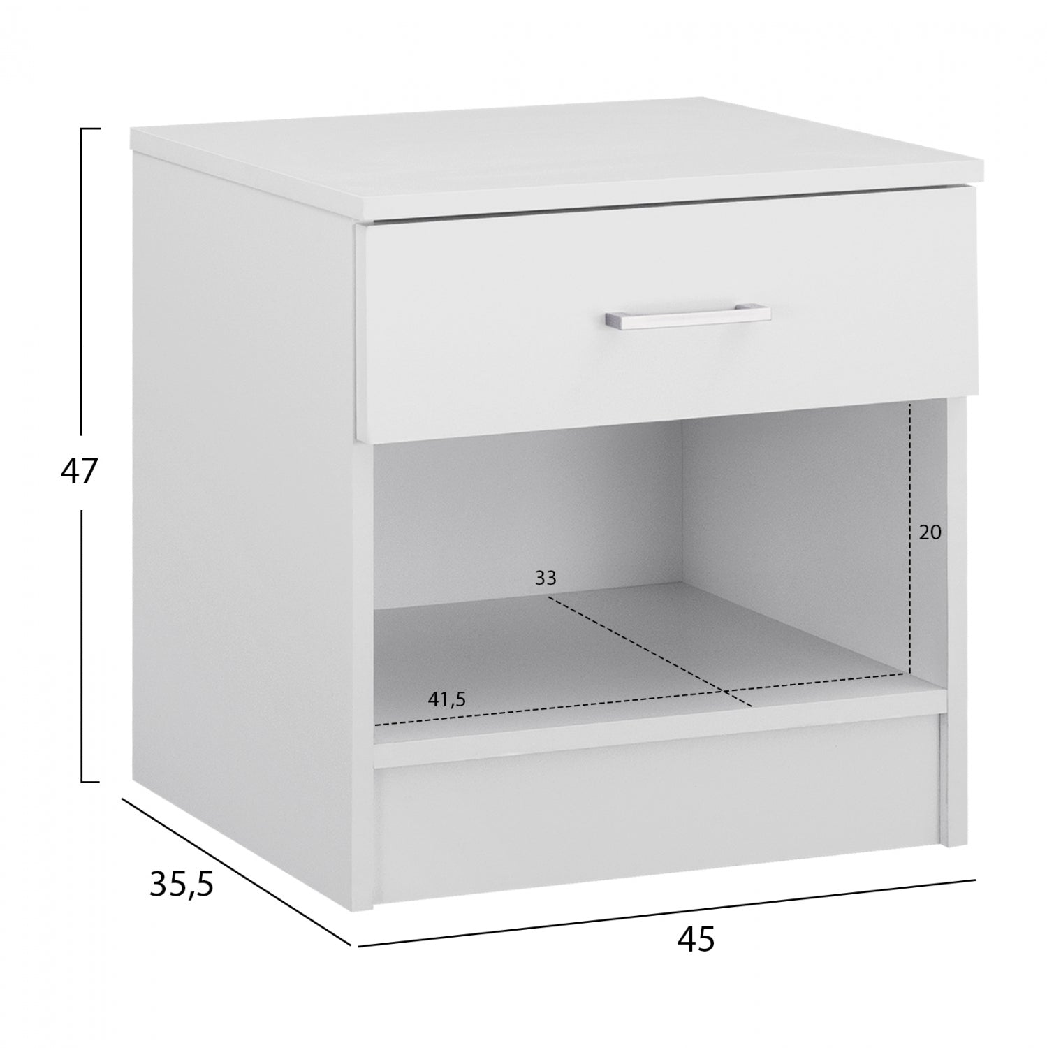 ΚΟΜΟΔΙΝΟ ΜΕ 1 ΣΥΡΤΑΡΙ LANEY ΛΕΥΚΟ HM2345.05 45x35,5x47 εκ. - Pakobazaar