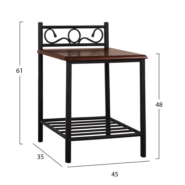 ΚΟΜΟΔΙΝΟ SUZIE HM388 ΑΠΟ ΜΕΤΑΛΛΟ ΚΑΙ ΞΥΛΟ 45x35x48-61 εκ. - Pakobazaar