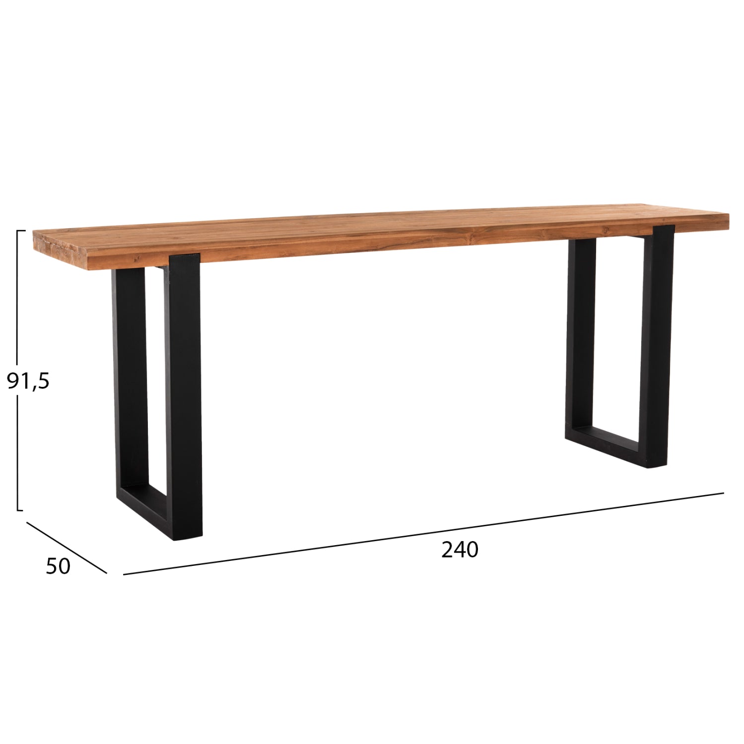 ΚΟΝΣΟΛΑ SHIRE HM9800 ΑΝΑΚΥΚΛΩΜΕΝΟ ΞΥΛΟ TEAK-ΜΑΥΡΕΣ ΜΕΤΑΛΛΙΚΕΣ ΒΑΣΕΙΣ 240x50x90Yεκ - Pakobazaar