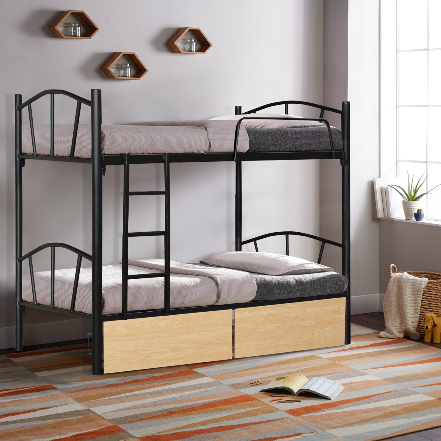 ΚΟΥΚΕΤΑ FLOOR HM21122.01 ΜΕΤΑΛΛΙΚΗ ΜΑΥΡΗ ΜΕ 2 ΕΠΙΔΑΠΕΔΙΑ ΣΥΡΤΑΡΙΑ SONAMA 200x91,5x177,5Yεκ - Pakobazaar