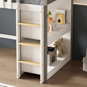ΚΟΥΚΕΤΑ ΠΑΙΔΙΚΗ ΜΕ ΡΑΦΙΑ HOMI HM21321 ΞΥΛΟ ΠΕΥΚΟΥ ΛΕΥΚΟ/ΓΚΡΙ--ΜΕ ΣΤΡΩΜΑ 90x190εκ - Pakobazaar