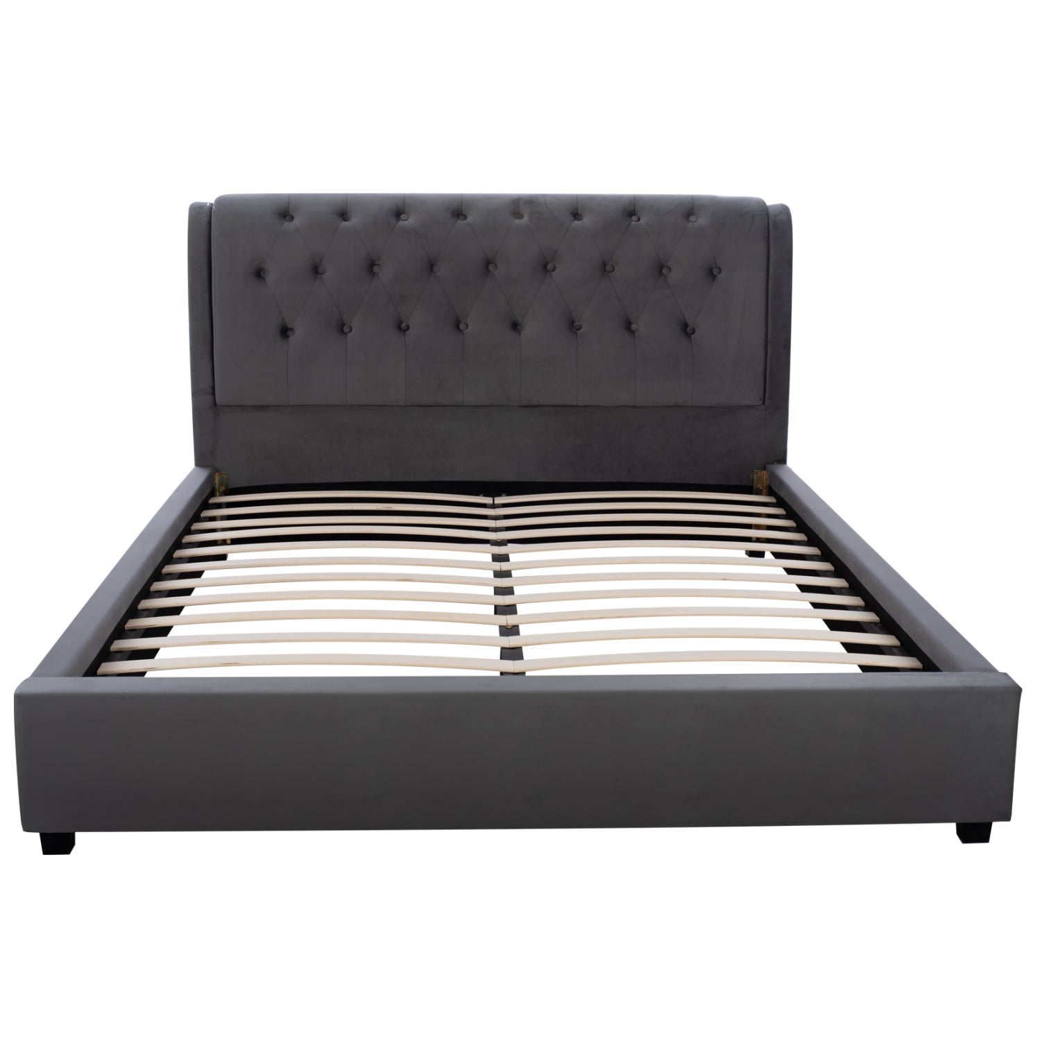 ΚΡΕΒΑΤΙ ODALYS 150X200 ΒΕΛΟΥΔΟ ΥΦΑΣΜΑ ΓΚΡΙ HM549.11 164x223x100 εκ. - Pakobazaar