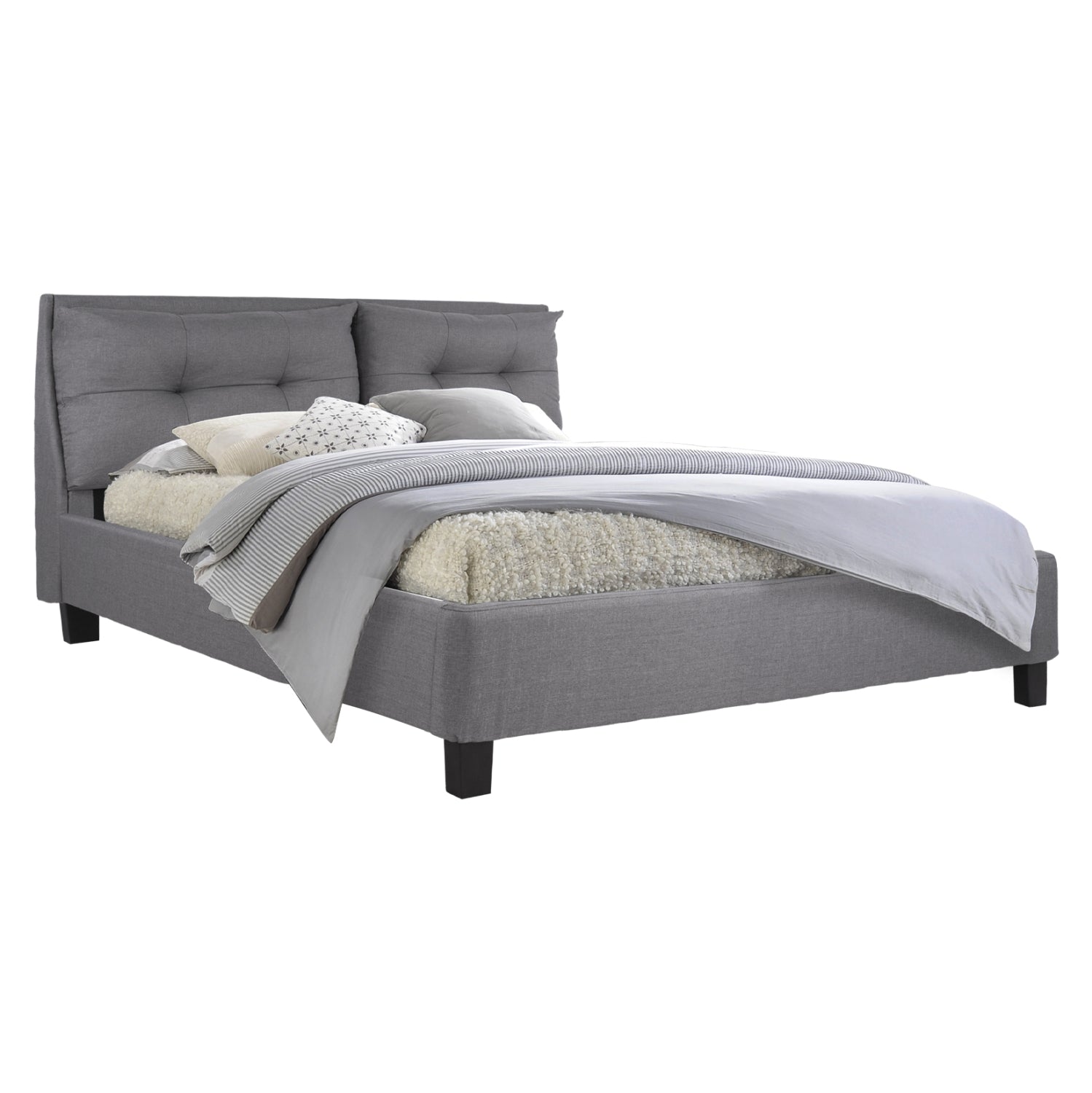 ΚΡΕΒΑΤΙ BILLIE 160x200 εκ. ΜΕ ΥΦΑΣΜΑ ΓΚΡΙ HM551.05 - Pakobazaar