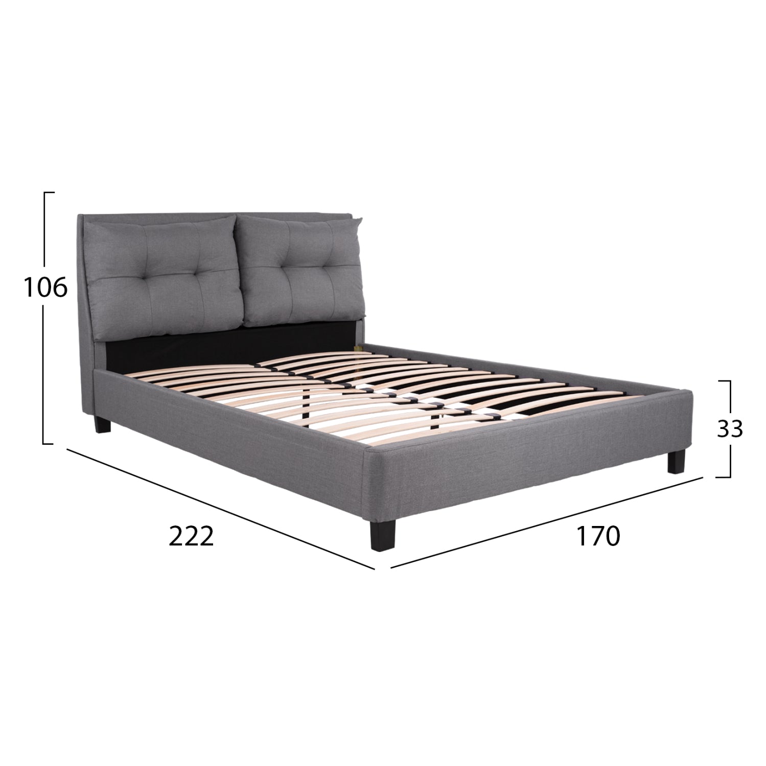 ΚΡΕΒΑΤΙ BILLIE 160x200 εκ. ΜΕ ΥΦΑΣΜΑ ΓΚΡΙ HM551.05 - Pakobazaar