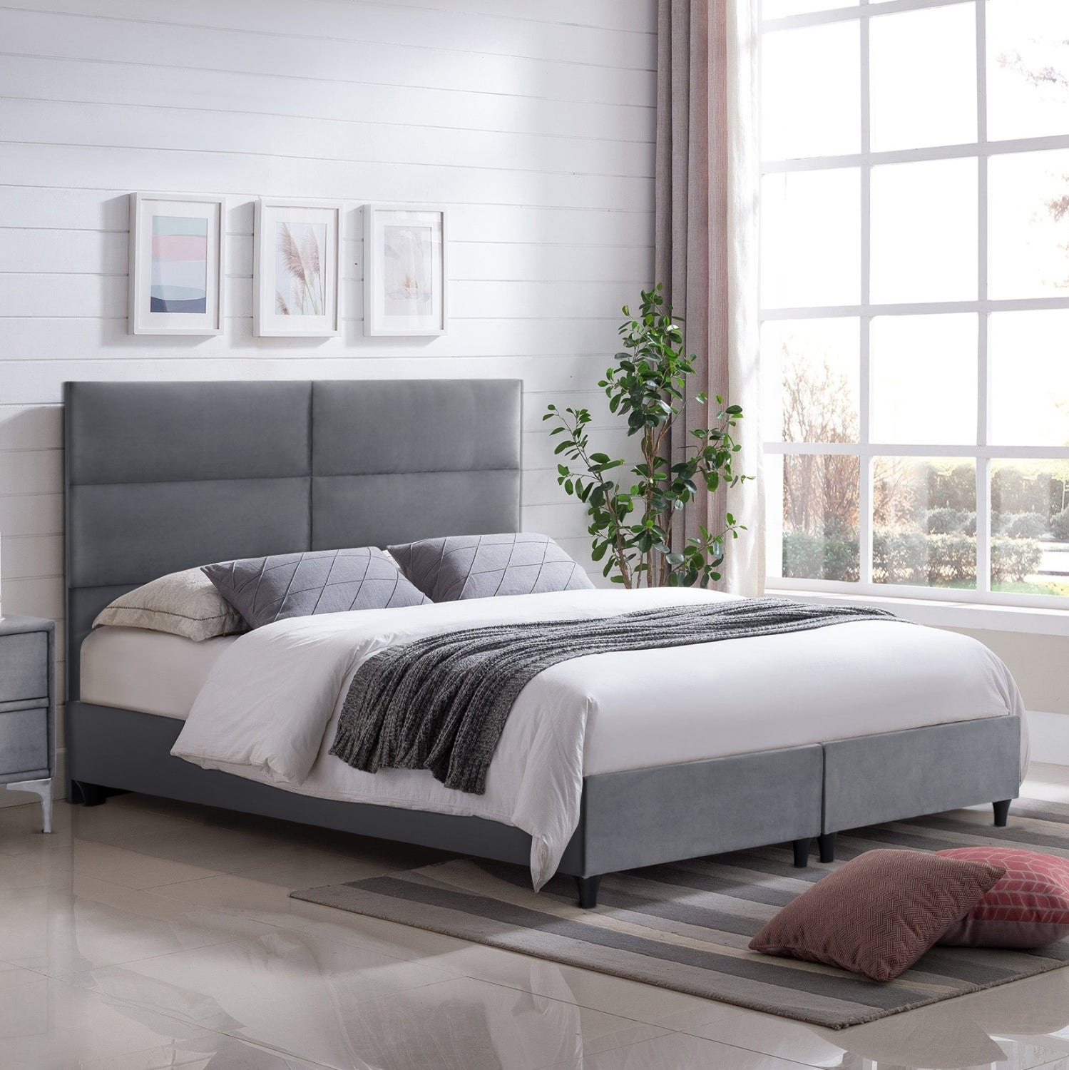 ΚΡΕΒΑΤΙ MILO ΑΠΟ ΓΚΡΙ ΒΕΛΟΥΔΟ HM616.10 ΓΙΑ ΣΤΡΩΜΑ 160x200 EK. - Pakobazaar
