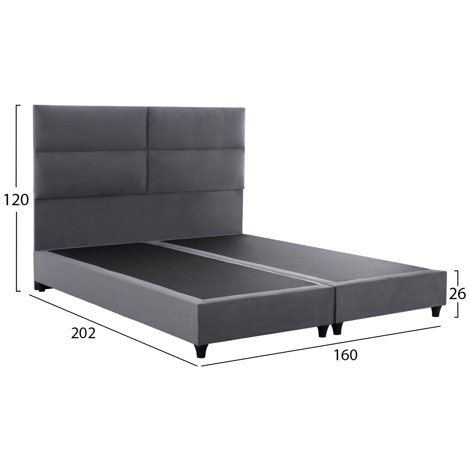 ΚΡΕΒΑΤΙ MILO ΑΠΟ ΓΚΡΙ ΒΕΛΟΥΔΟ HM616.10 ΓΙΑ ΣΤΡΩΜΑ 160x200 EK. - Pakobazaar