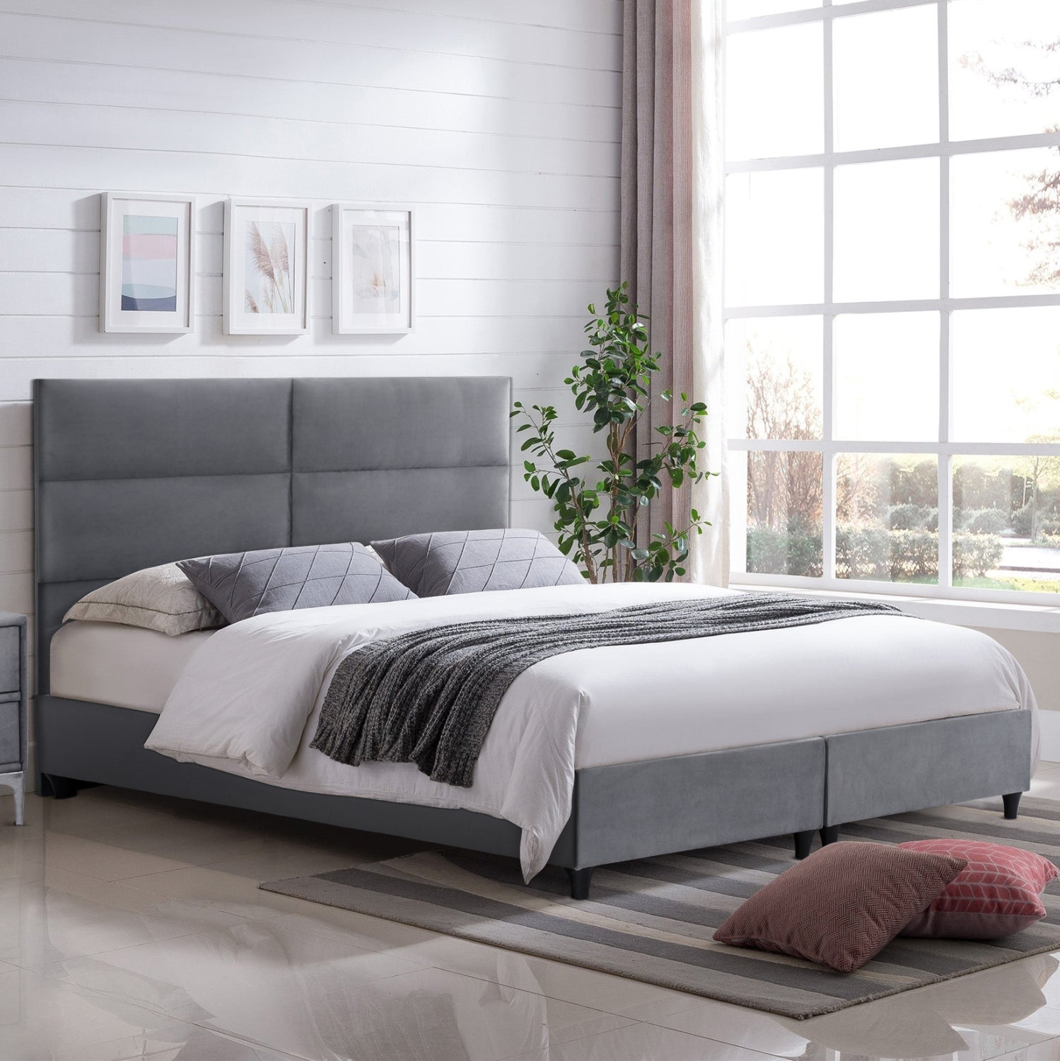 ΚΡΕΒΑΤΙ MILO ΑΠΟ ΓΚΡΙ ΒΕΛΟΥΔΟ HM628.10 ΓΙΑ ΣΤΡΩΜΑ 180x200 εκ. - Pakobazaar