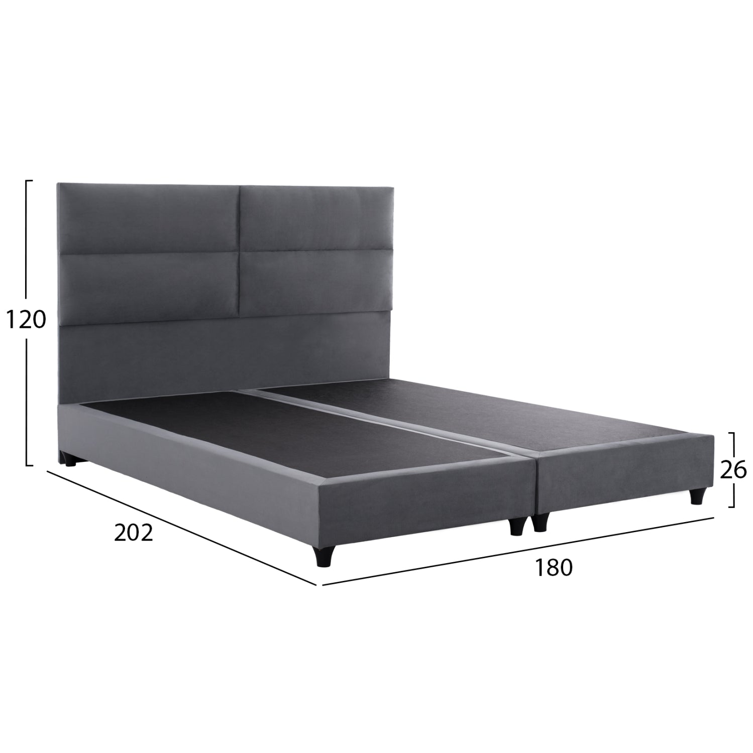 ΚΡΕΒΑΤΙ MILO ΑΠΟ ΓΚΡΙ ΒΕΛΟΥΔΟ HM628.10 ΓΙΑ ΣΤΡΩΜΑ 180x200 εκ. - Pakobazaar