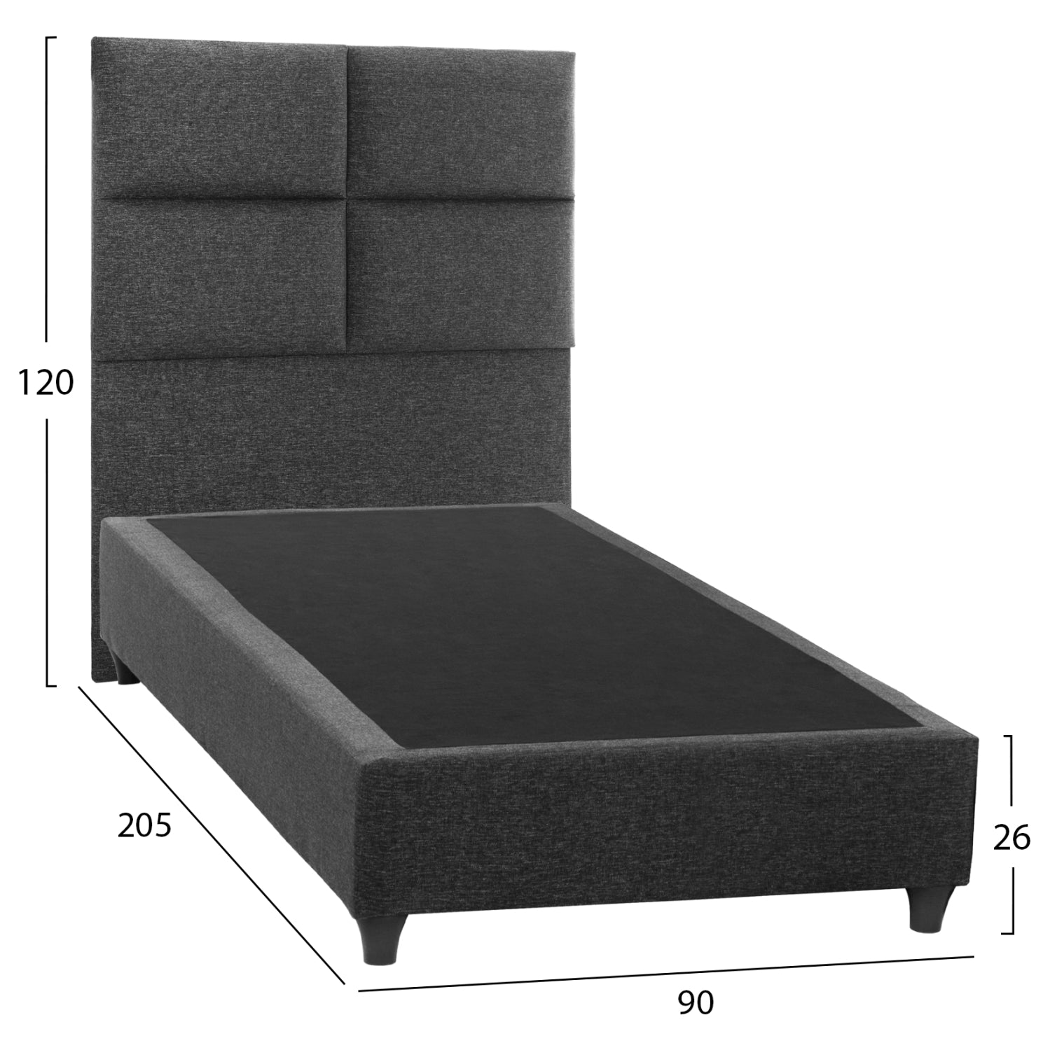 ΚΡΕΒΑΤΙ MILO ΑΠΟ ΓΚΡΙ ΥΦΑΣΜΑ HM652.01 ΓΙΑ ΣΤΡΩΜΑ 90x200 εκ. - Pakobazaar
