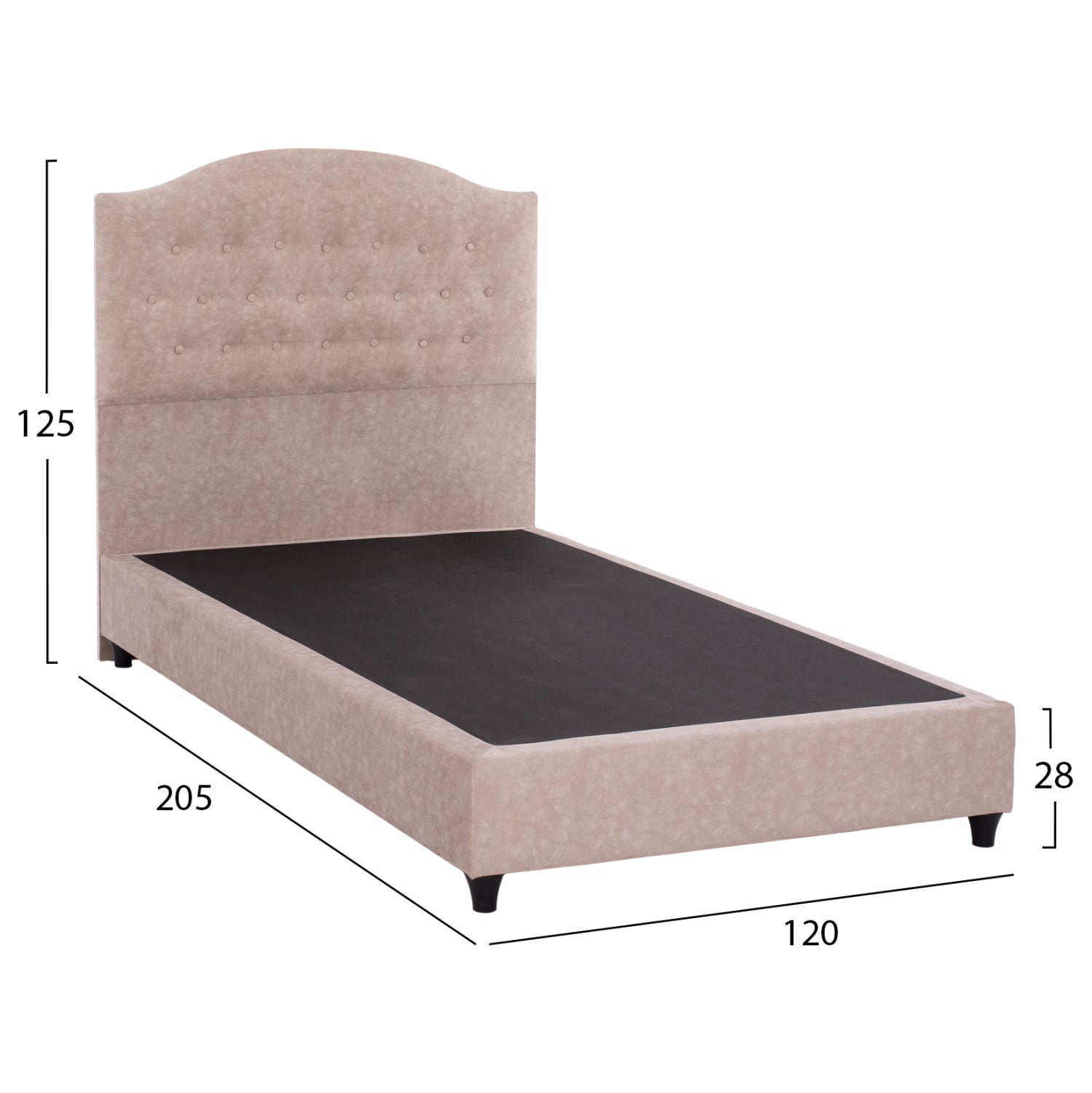 ΚΡΕΒΑΤΙ MALENA ΑΠΟ ΜΠΕΖ ΥΦΑΣΜΑ NUBUCK HM647.22 ΓΙΑ ΣΤΡΩΜΑ 120x200 εκ. - Pakobazaar
