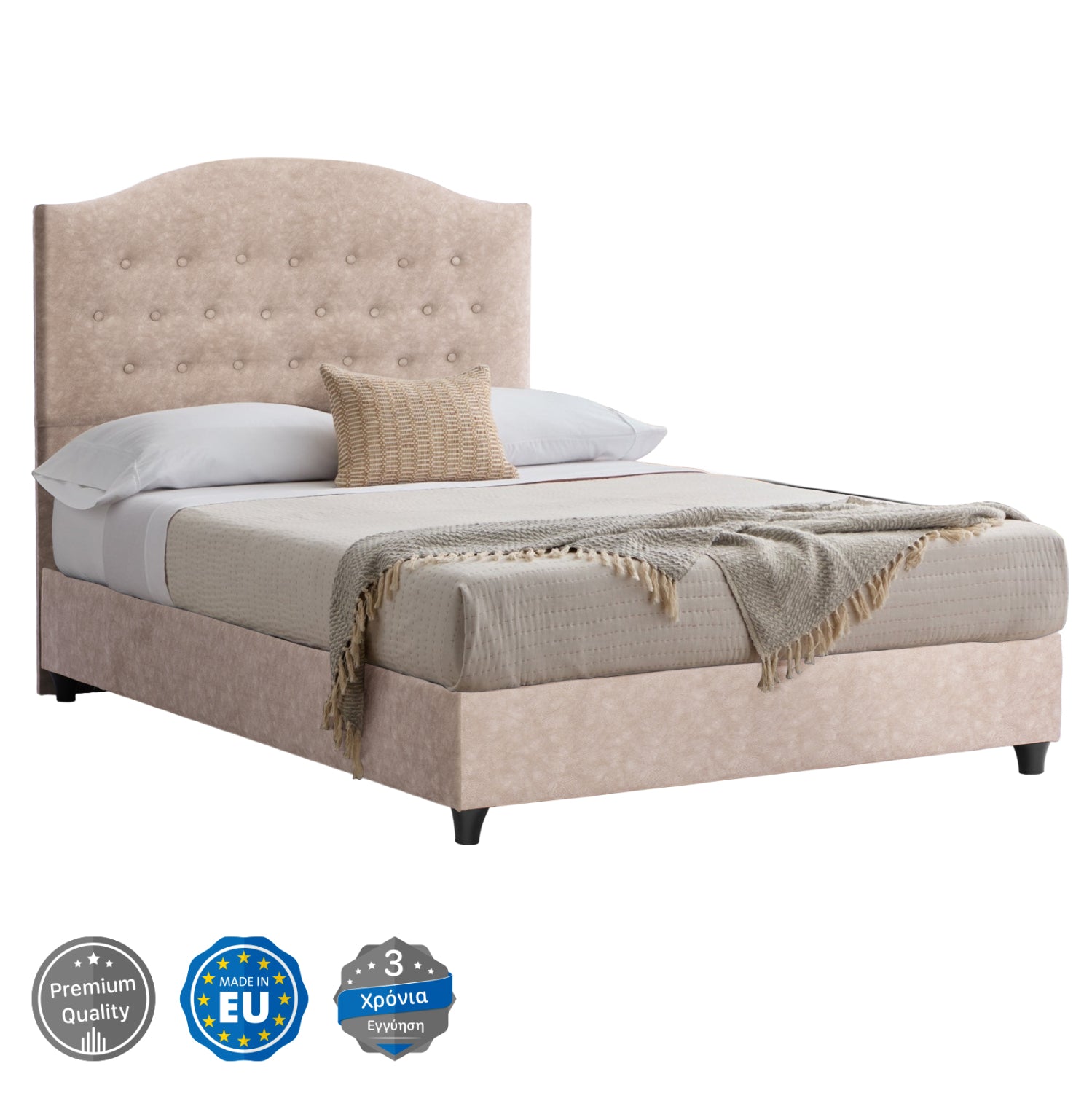 ΚΡΕΒΑΤΙ MALENA ΑΠΟ ΜΠΕΖ ΥΦΑΣΜΑ NUBUCK HM647.22 ΓΙΑ ΣΤΡΩΜΑ 120x200 εκ. - Pakobazaar