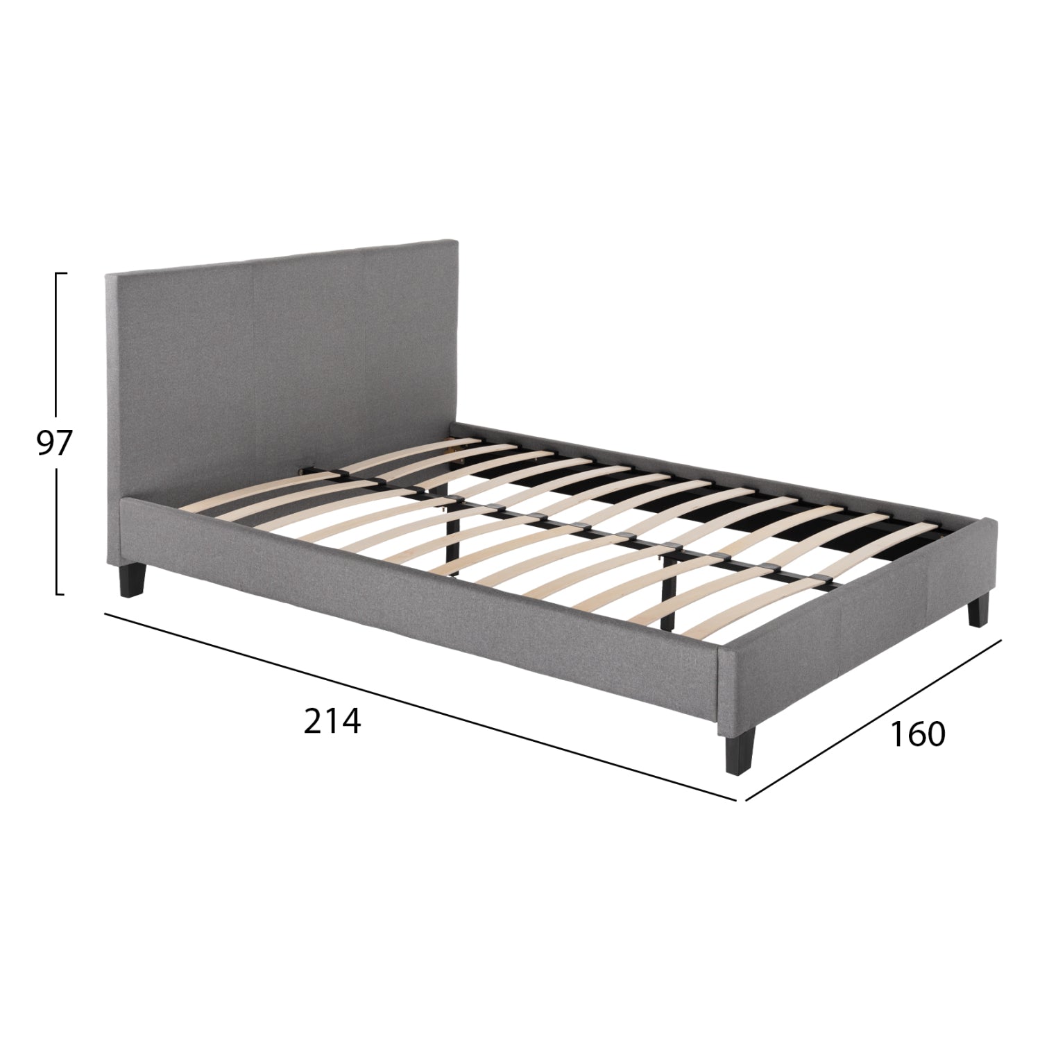 ΚΡΕΒΑΤΙ BECCA ΑΠΟ ΥΦΑΣΜΑ ΓΚΡΙ HM553.11 ΓΙΑ ΣΤΡΩΜΑ 150x200 EK. - Pakobazaar