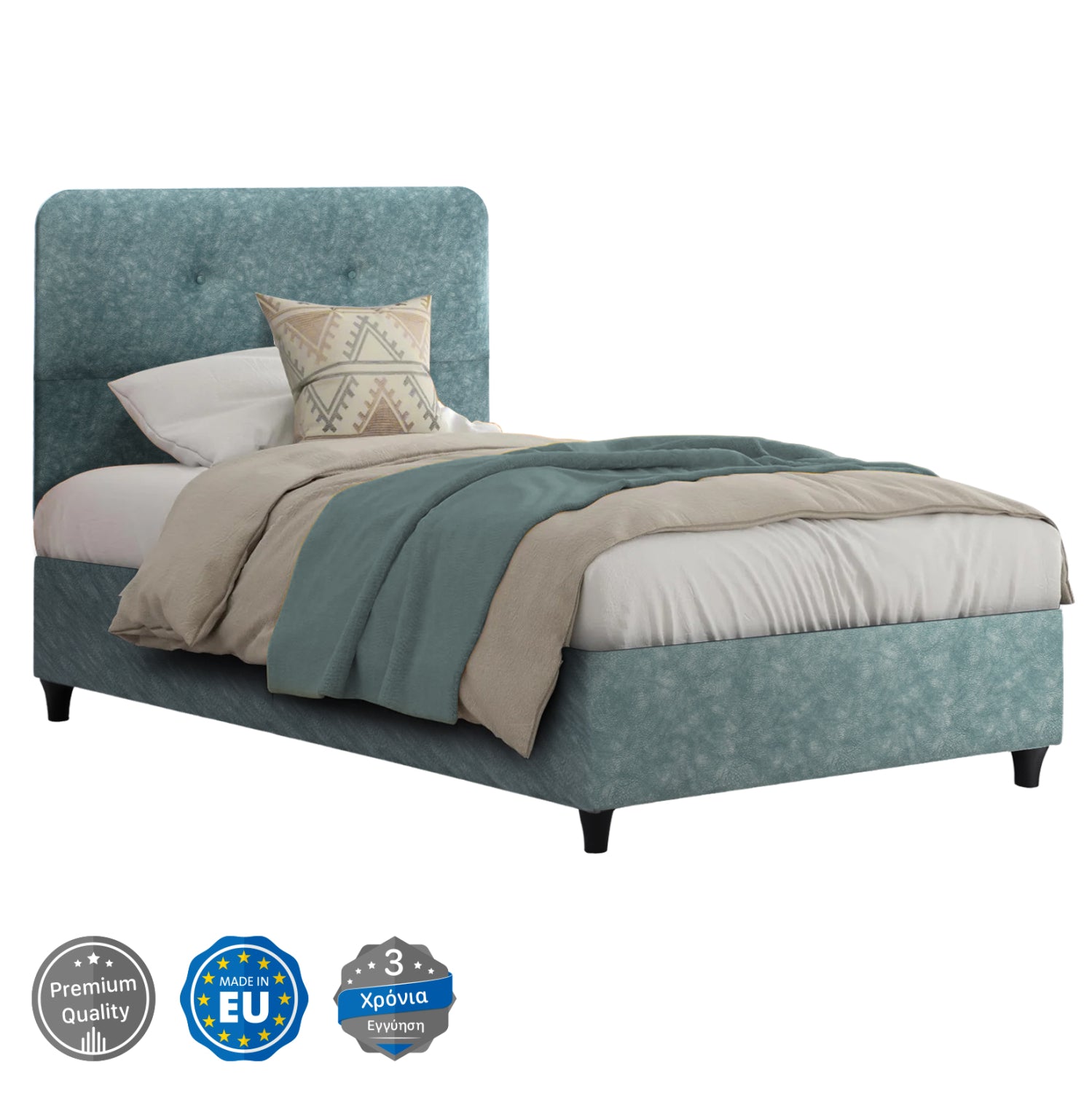 ΚΡΕΒΑΤΙ DOLORES ΑΠΟ ΥΦΑΣΜΑ LIGHT GREEN HM649.27 ΓΙΑ ΣΤΡΩΜΑ 90x200 εκ. - Pakobazaar