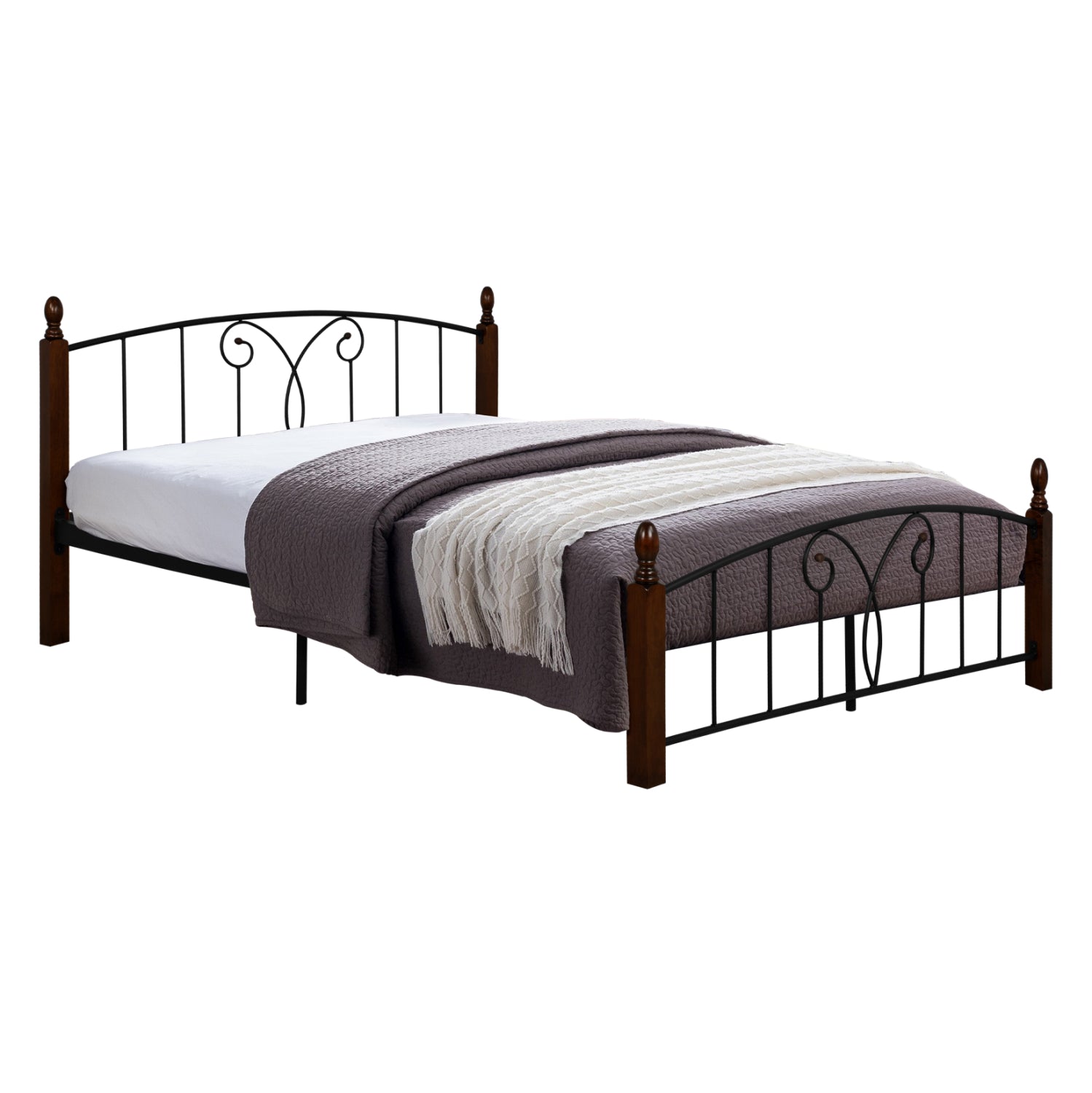 ΚΡΕΒΑΤΙ ΔΙΠΛΟ SUZIE HM585 ΓΙΑ ΣΤΡΩΜΑ 150x200 εκ. ΜΕΤΑΛΛΟ ΞΥΛΟ - Pakobazaar