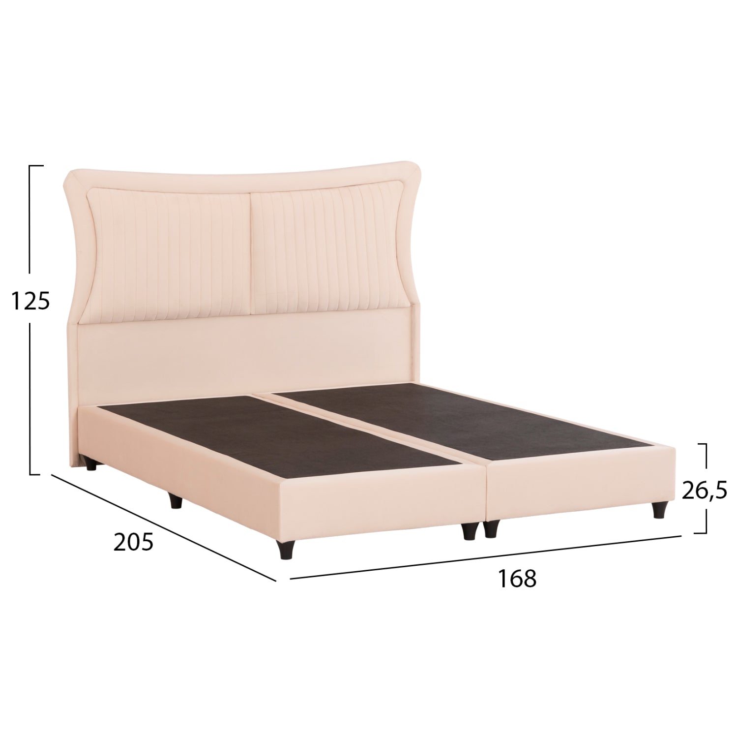 ΚΡEΒΑΤΙ ΔΙΠΛΟ NESTOR HM715 ΜΠΕΖ ΒΕΛΟΥΔΟ ΓΙΑ ΣΤΡΩΜΑ 160x200εκ. - Pakobazaar