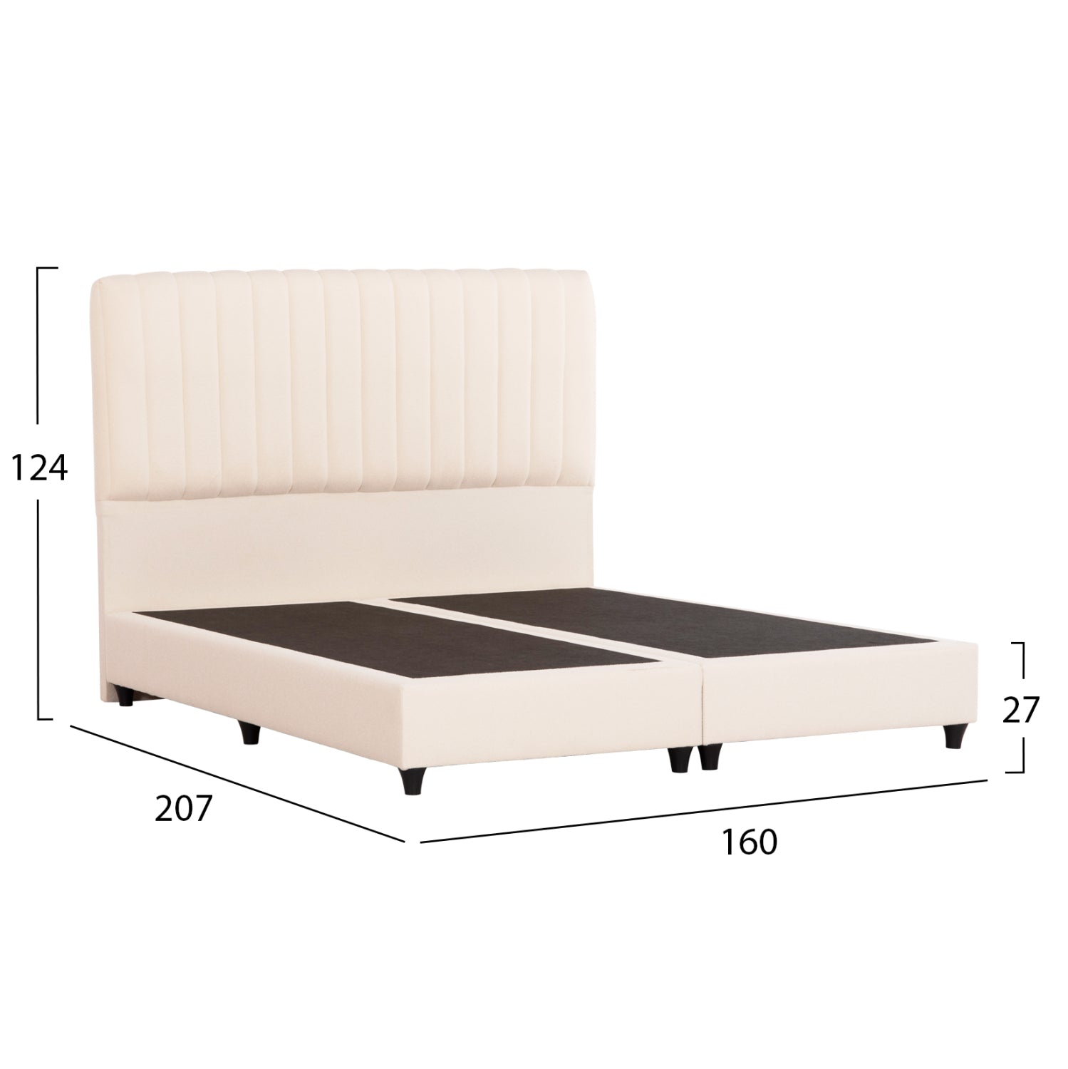 ΚΡEΒΑΤΙ ΔΙΠΛΟ LUTHER HM717 ΜΠΕΖ ΥΦΑΣΜΑ ΓΙΑ ΣΤΡΩΜΑ 160x200εκ. - Pakobazaar