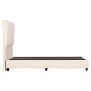 ΚΡEΒΑΤΙ ΔΙΠΛΟ LUTHER HM717 ΜΠΕΖ ΥΦΑΣΜΑ ΓΙΑ ΣΤΡΩΜΑ 160x200εκ. - Pakobazaar