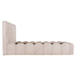 ΚΡΕΒΑΤΙ ΔΙΠΛΟ MARIUS HM759.03 ΜΠΕΖ CHENILLE ΥΦΑΣΜΑ-- ΓΙΑ ΣΤΡΩΜΑ 160x200εκ - Pakobazaar