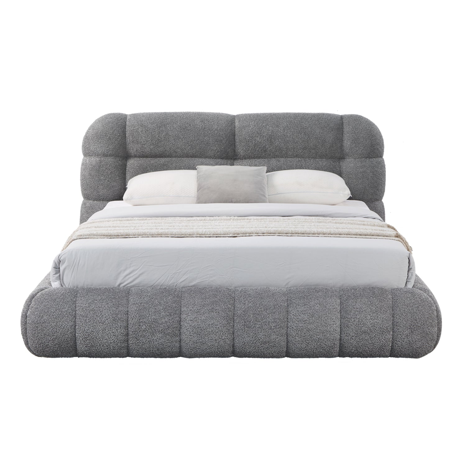 ΚΡΕΒΑΤΙ ΜΕ ΑΠΟΘ.ΧΩΡΟ MOLEN HM730.01 ΓΚΡΙ ΜΠΟΥΚΛΕ ΥΦΑΣΜΑ--ΓΙΑ ΣΤΡΩΜΑ 160x200εκ - Pakobazaar