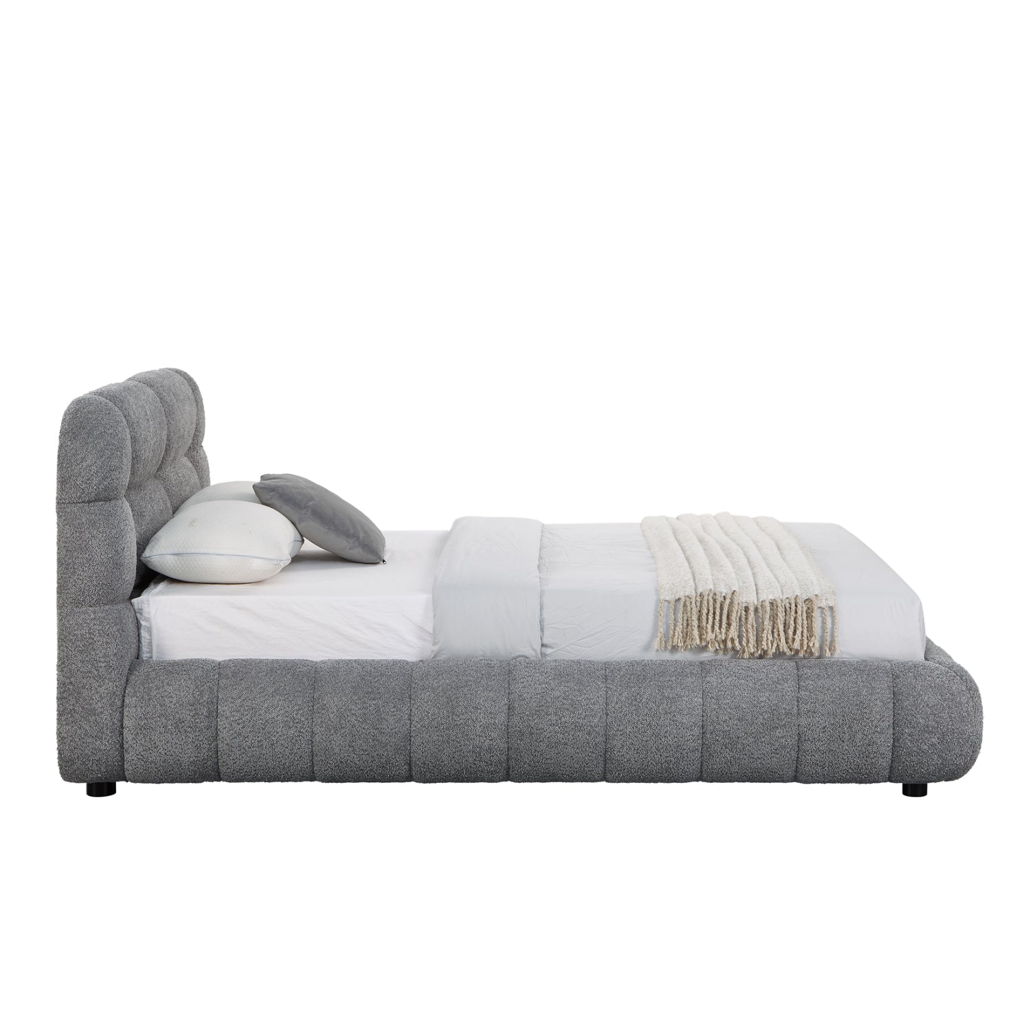 ΚΡΕΒΑΤΙ ΜΕ ΑΠΟΘ.ΧΩΡΟ MOLEN HM730.01 ΓΚΡΙ ΜΠΟΥΚΛΕ ΥΦΑΣΜΑ--ΓΙΑ ΣΤΡΩΜΑ 160x200εκ - Pakobazaar