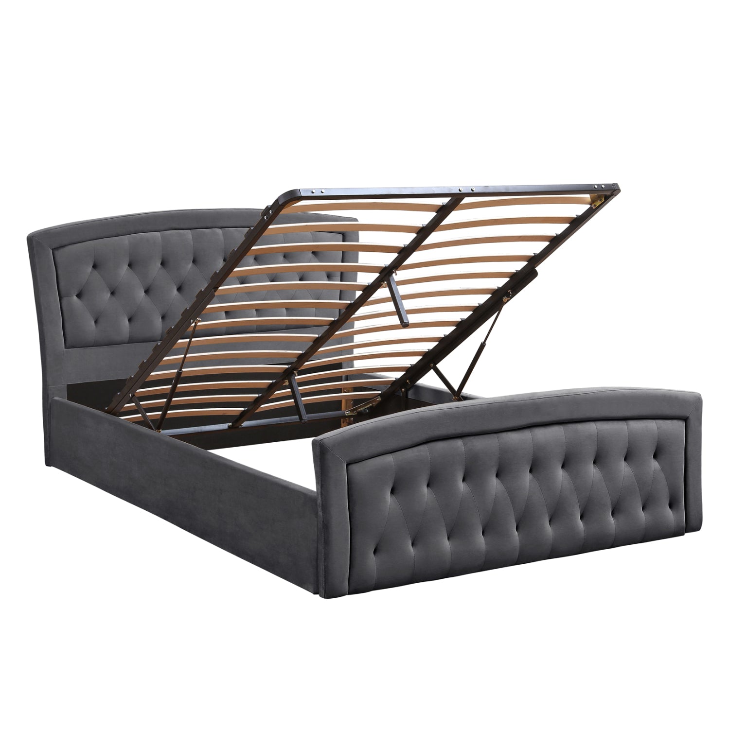 ΚΡΕΒΑΤΙ ΔΙΠΛΟ ΜΕ ΣΤΡΩΜΑ & ΑΠΟΘ.ΧΩΡΟ ODELIA HM21279.01 ΓΚΡΙ ΒΕΛΟΥΔΟ--ΓΙΑ 160x200εκ - Pakobazaar