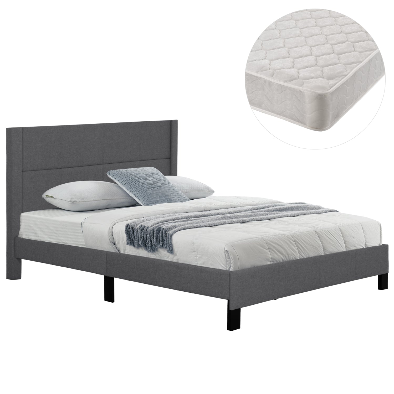 ΚΡΕΒΑΤΙ ΔΙΠΛΟ & ΣΤΡΩΜΑ TRILLOP HM21202.12 ΓΚΡΙ ΥΦΑΣΜΑ--ΓΙΑ 160x200εκ - Pakobazaar