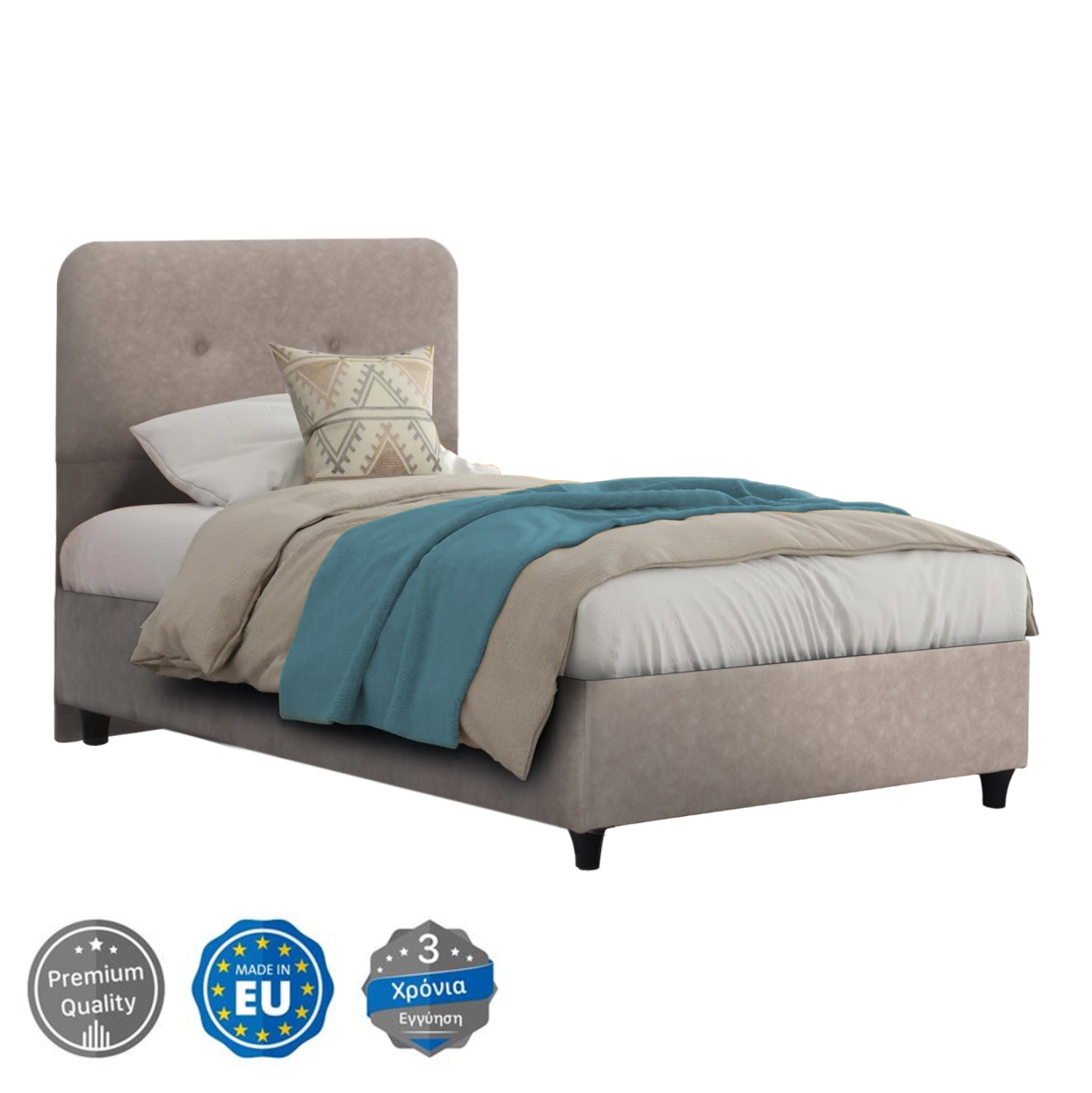 ΚΡΕΒΑΤΙ DOLORES ΜΠΕΖ ΥΦΑΣΜΑ HM649.22 ΓΙΑ ΣΤΡΩΜΑ 90x200 εκ. - Pakobazaar