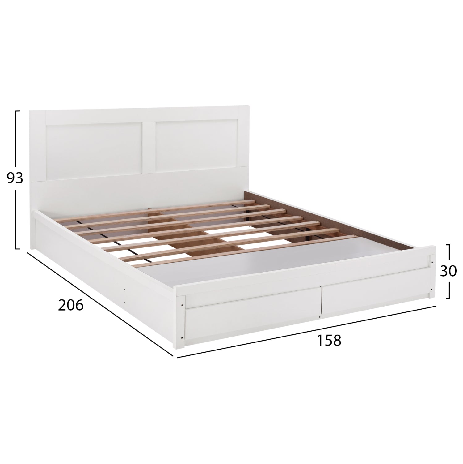 ΚΡΕΒΑΤΙ CAPRI HM312.05 ΜΕ 2 ΣΥΡΤΑΡΙΑ ΛΕΥΚΟ ΓΙΑ ΣΤΡΩΜΑ 150x200 εκ. - Pakobazaar