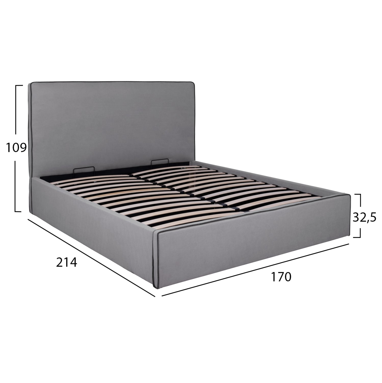 ΚΡΕΒΑΤΙ ALLIE HM584.01 160x200 εκ. ΜΕ ΑΠΟΘΗΚΕΥΤΙΚΟ ΧΩΡΟ ΓΚΡΙ ΥΦΑΣΜΑ - Pakobazaar