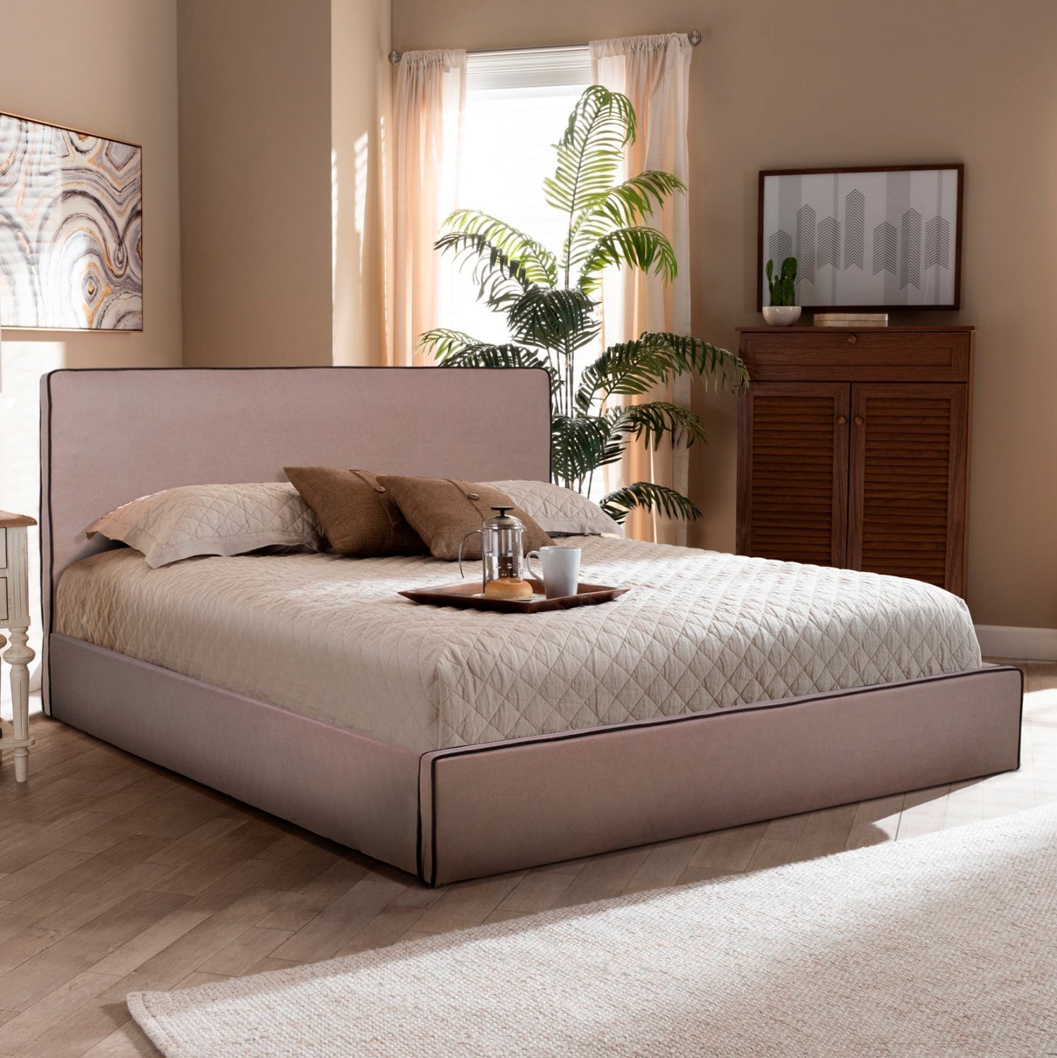 ΚΡΕΒΑΤΙ ALLIE HM584.02 160x200 εκ. ΜΕ ΑΠΟΘΗΚΕΥΤΙΚΟ ΧΩΡΟ ΜΠΕΖ ΥΦΑΣΜΑ - Pakobazaar