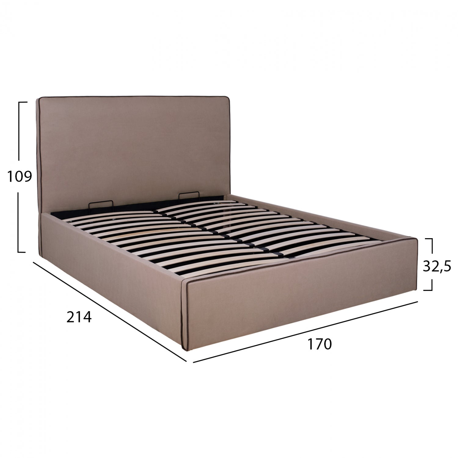 ΚΡΕΒΑΤΙ ALLIE HM584.02 160x200 εκ. ΜΕ ΑΠΟΘΗΚΕΥΤΙΚΟ ΧΩΡΟ ΜΠΕΖ ΥΦΑΣΜΑ - Pakobazaar