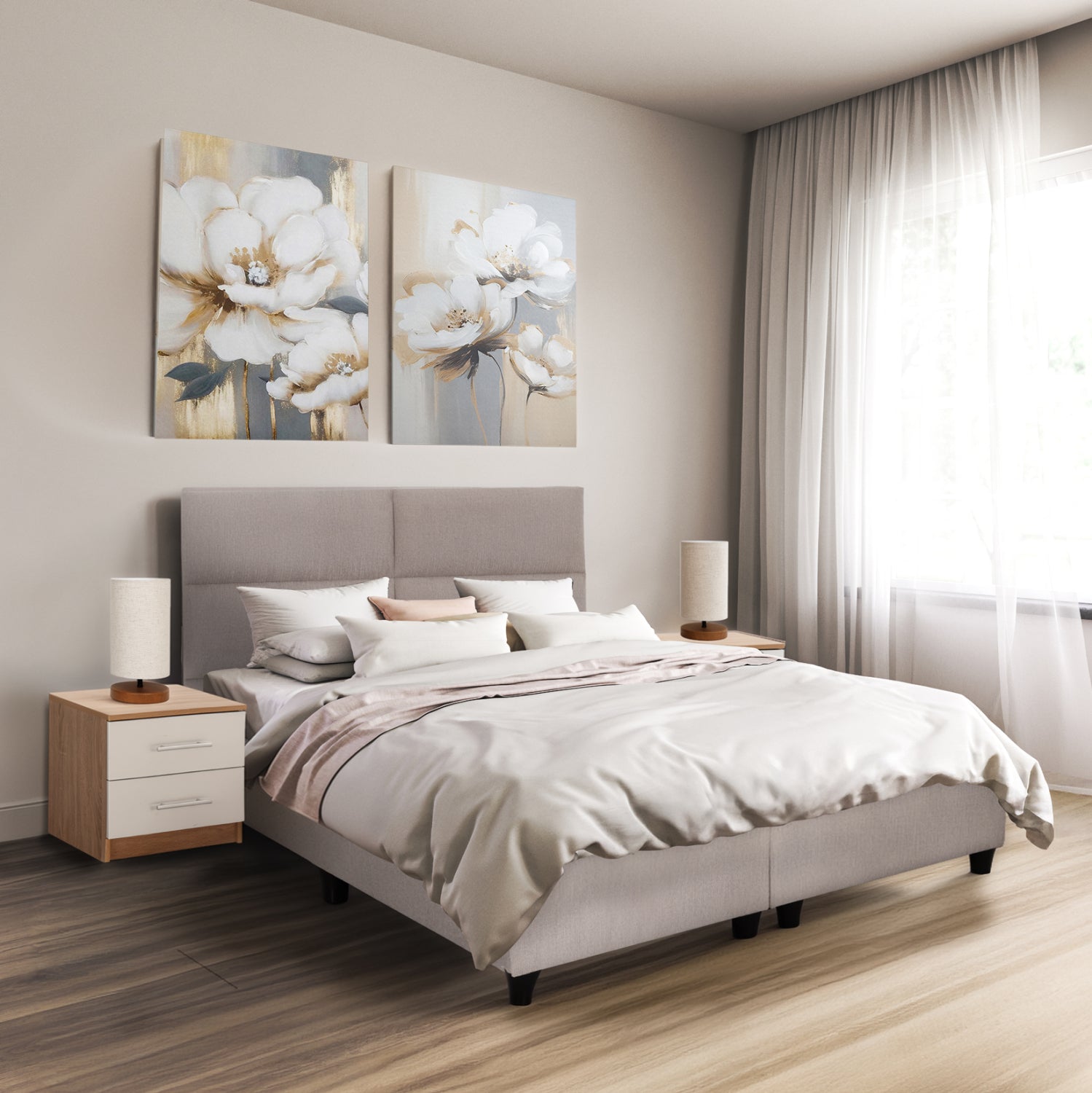 ΚΡΕΒΑΤΙ MILO HM616.32 ΜΠΕΖ ΥΦΑΣΜΑ ΓΙΑ ΣΤΡΩΜΑ 160x200εκ - Pakobazaar