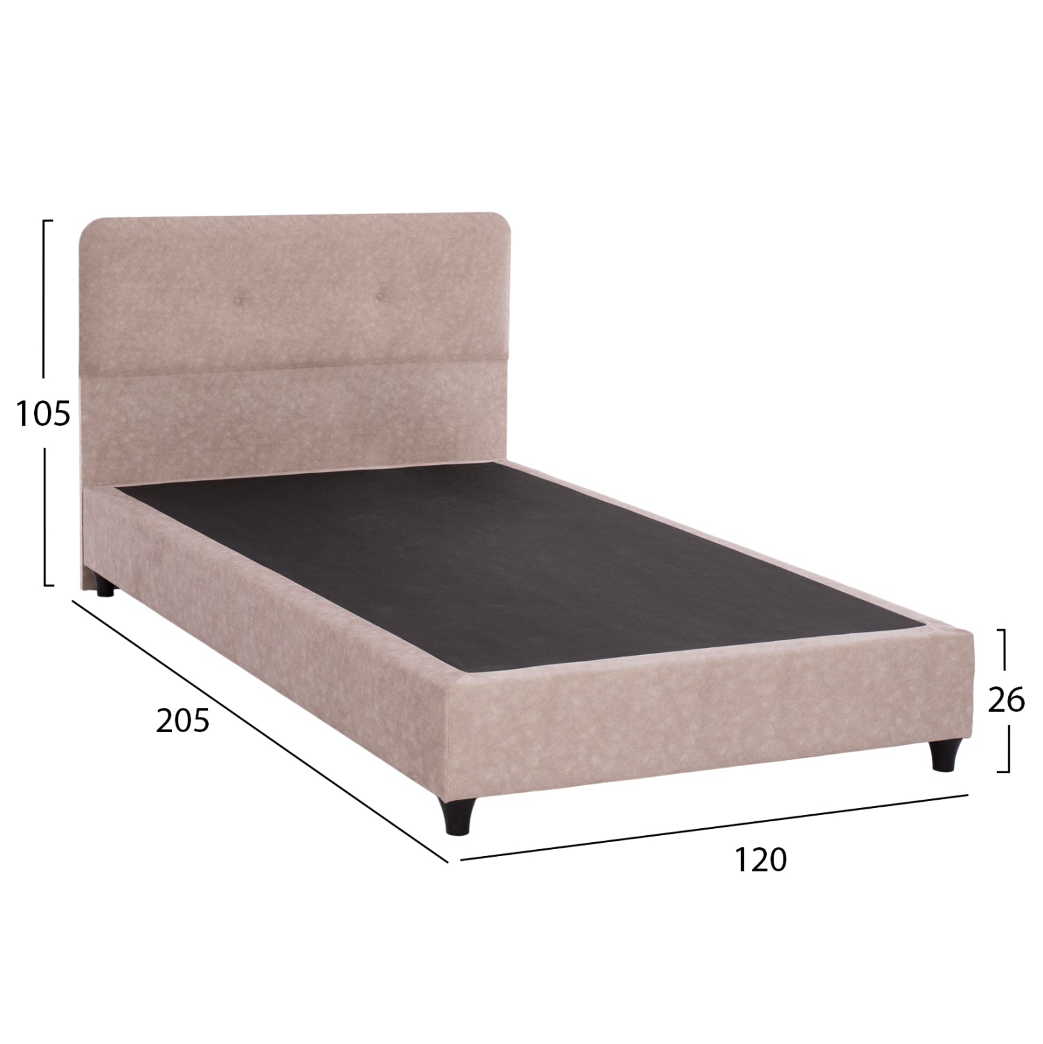ΚΡΕΒΑΤΙ HM648.22 DOLORES, ΜΠΕΖ ΥΦΑΣΜΑ τ.NUBUCK, 120x200 εκ. - Pakobazaar