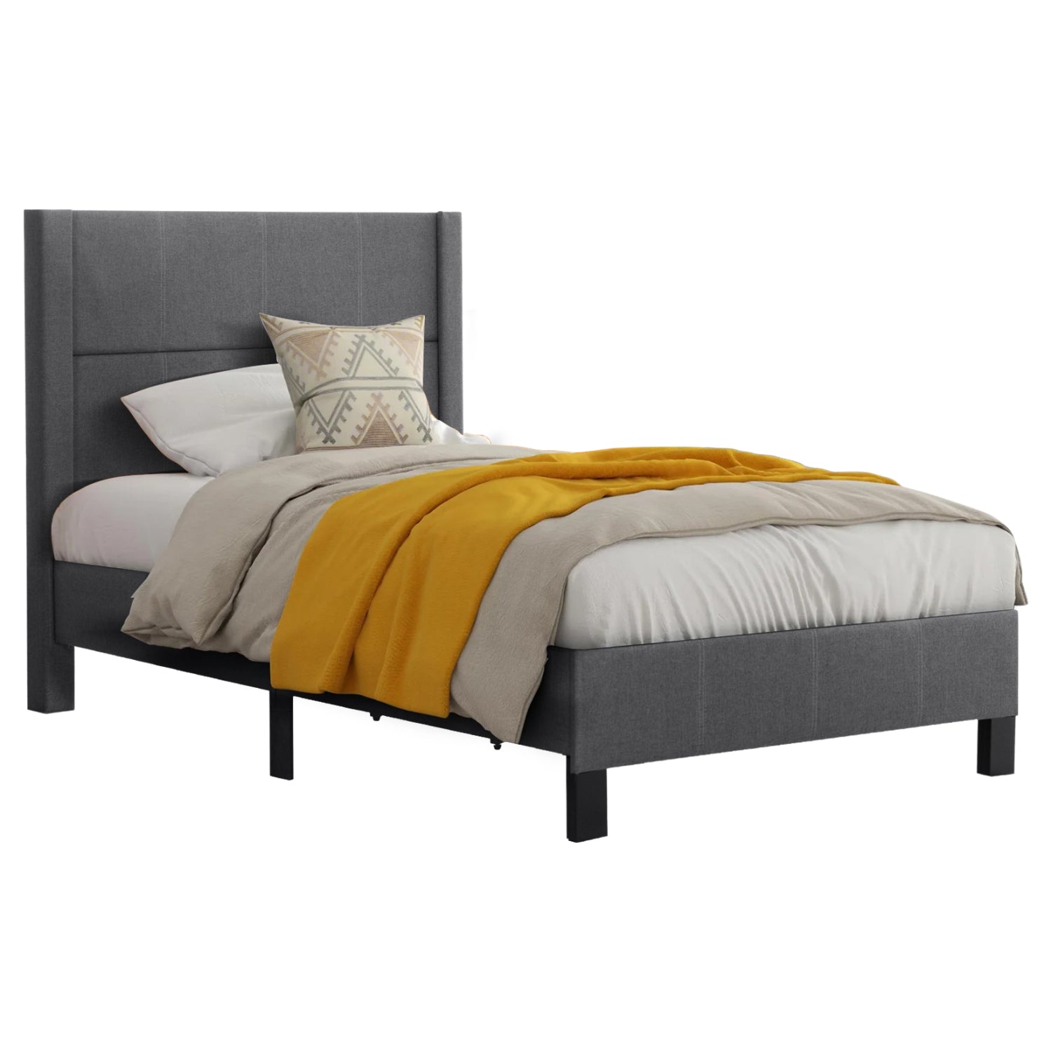 ΚΡΕΒΑΤΙ TRILLOP HM667.12 ΓΚΡΙ ΥΦΑΣΜΑ ΓΙΑ ΜΟΝΟ ΣΤΡΩΜΑ 120X200εκ. - Pakobazaar