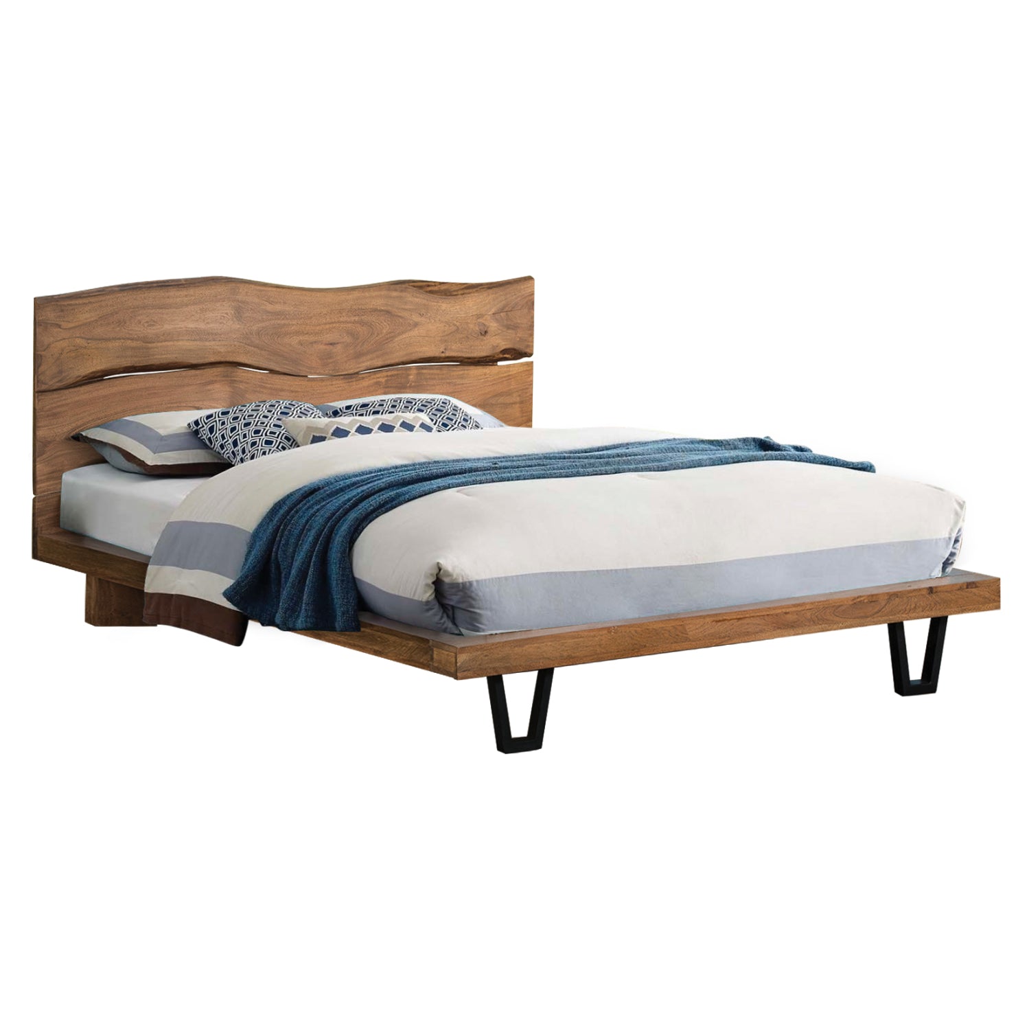 ΚΡΕΒΑΤΙ NICOLE HM8218.11 ΑΠΟ ΜΑΣΙΦ ΞΥΛΟ ΑΚΑΚΙΑΣ 212,5x180x106εκ. ΓΙΑ ΣΤΡΩΜΑ 160Χ200 - Pakobazaar