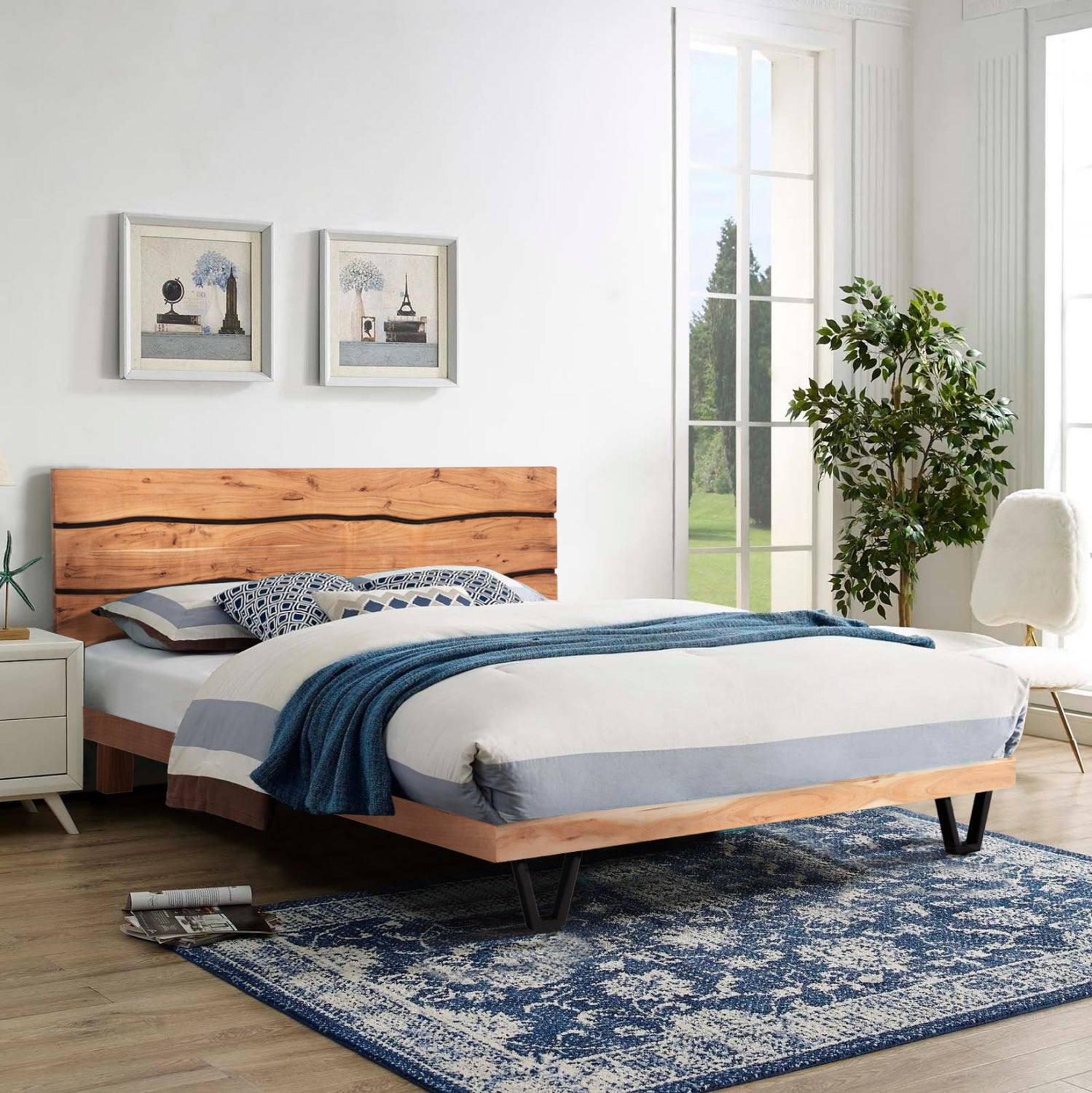 ΚΡΕΒΑΤΙ ALICIA HM8359.21 ΜΕΤΑΛΛΟ-ΜΑΣΙΦ ΞΥΛΟ ΑΚΑΚΙΑΣ-ΑΝΟΙΧΤΟ ΦΥΣΙΚΟ-ΣΤΡΩΜΑ 160x200εκ - Pakobazaar
