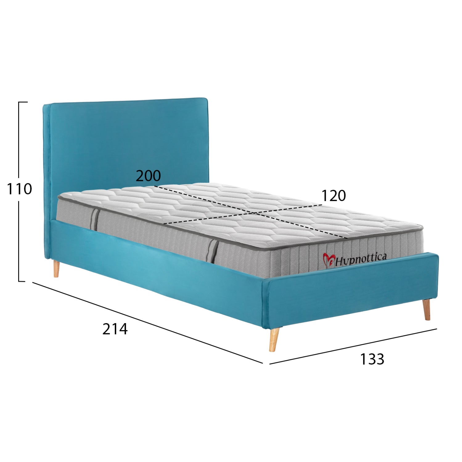 ΚΡΕΒΑΤΙ ΗΜΙΔΙΠΛΟ ΜΕ ΣΤΡΩΜΑ MAYLIN HM10758.02 ΒΕΛΟΥΔΟ ΤΙΡΚΟΥΑΖ--ΣΤΡΩΜΑ 120Χ200εκ