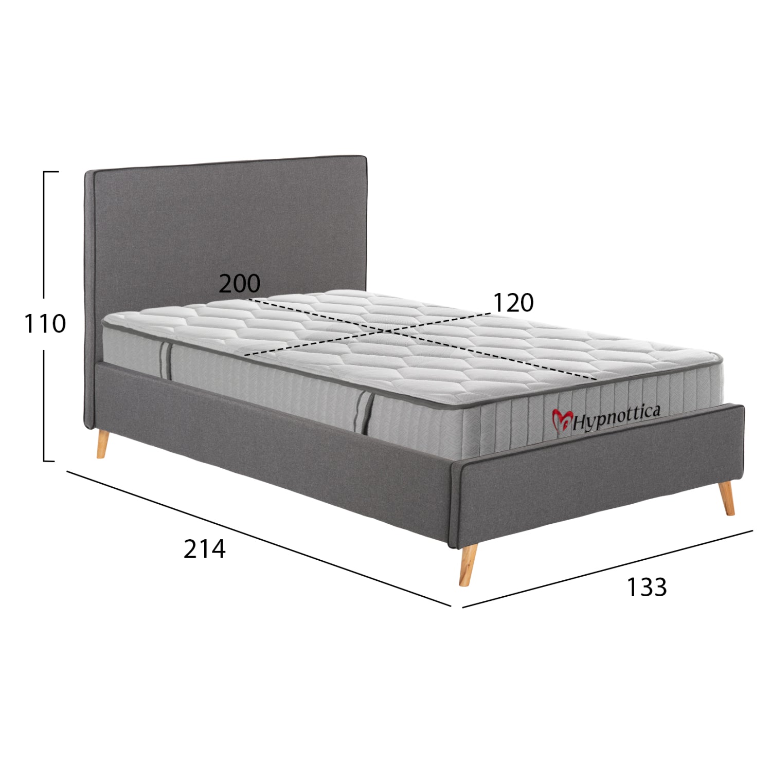 ΚΡΕΒΑΤΙ ΗΜΙΔΙΠΛΟ ΜΕ ΣΤΡΩΜΑ MAYLIN HM10758.03 ΓΚΡΙ ΥΦΑΣΜΑ--ΣΤΡΩΜΑ 120Χ200εκ