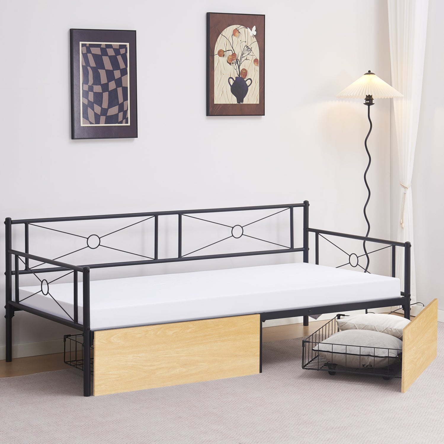 ΚΡΕΒΑΤΙ-ΚΑΝΑΠΕΣ BERNIE HM21120.02 ΜΑΥΡΟΣ ΜΕΤΑΛ.ΣΚΕΛΕΤΟΣ & 2 SONAMA ΣΥΡΤΑΡΙΑ-190x90εκ. - Pakobazaar