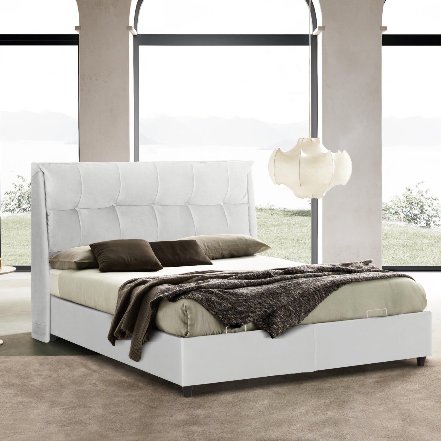 ΚΡEΒΑΤΙ ΜΕ ΑΠΟΘΗΚΕΥΤΙΚΟ ΧΩΡΟ DREAMLET HM716.03 ΛΕΥΚΟ TEDDY ΥΦΑΣΜΑ- ΓΙΑ ΣΤΡΩΜΑ 160x200εκ. - Pakobazaar