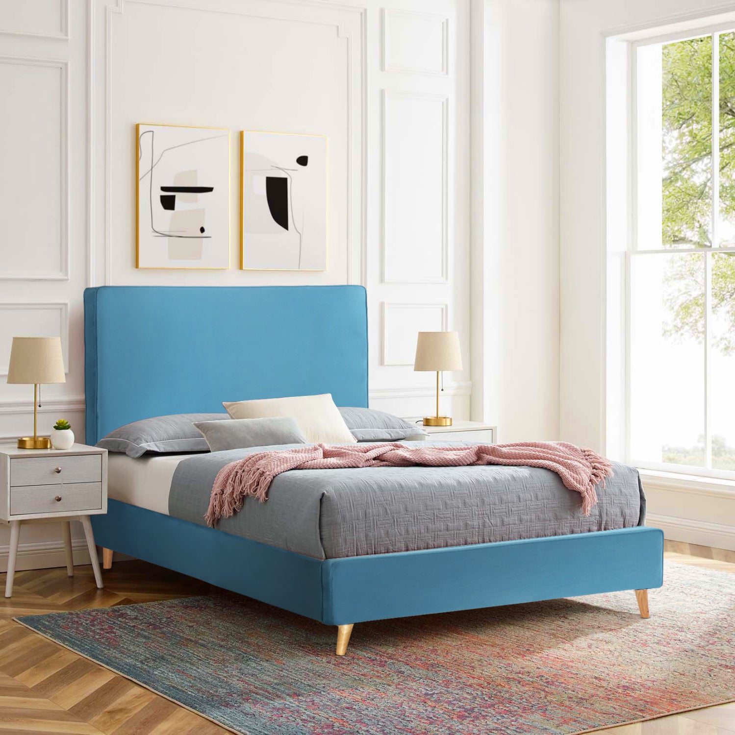 ΚΡΕΒΑΤΙ ΜΕ ΣΤΡΩΜΑ MAYLIN HM21281.02 ΤΙΡΚΟΥΑΖ ΒΕΛΟΥΔΟ--ΓΙΑ 120x200εκ - Pakobazaar