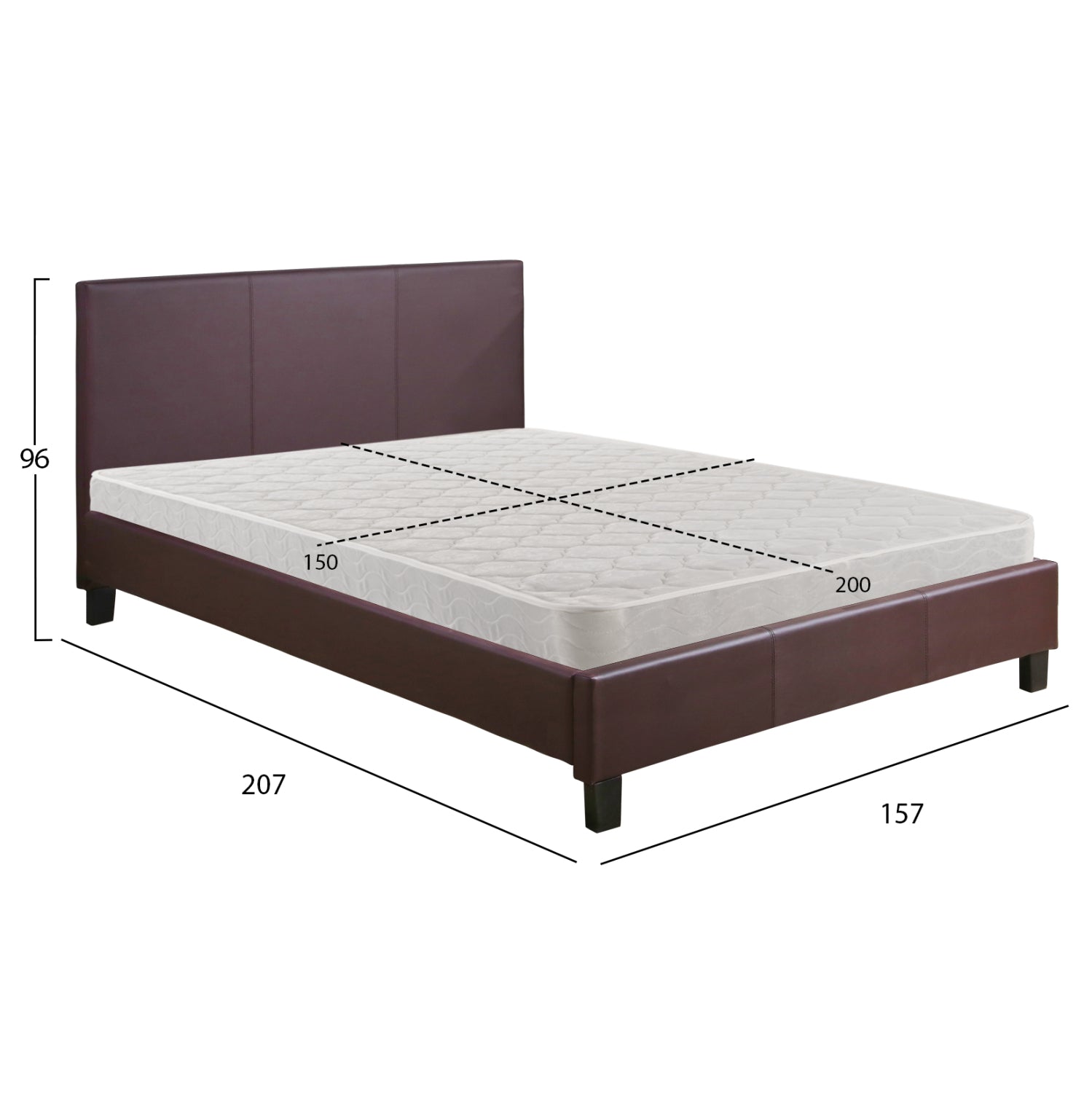 ΚΡΕΒΑΤΙ ΜΕ ΣΤΡΩΜΑ BECCA HM21283.02 ΚΑΦΕ PU--ΓΙΑ 150x200εκ